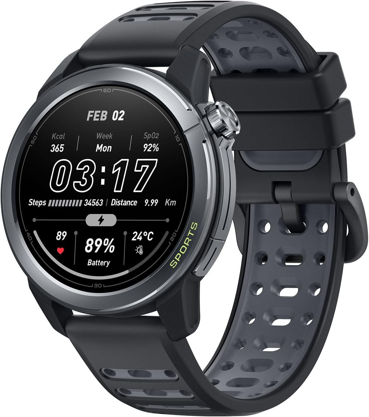 mibro GS Active2 Running GPS Smartwatch with 46mm AMOLED, Lightweight and 15-Day Battery, Supports Training Guidance and Dual-Band GNSS, 150+ Sport Modes (Dark Gray)