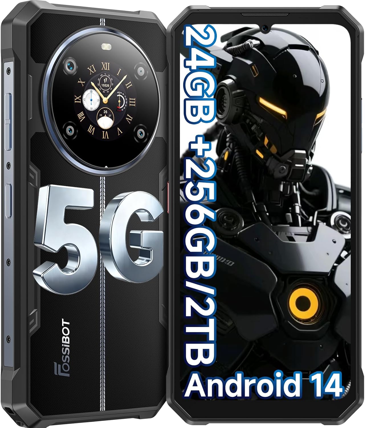 FOSSIBOT F109 5G Rugged Phone Unlocked, 24GB+256GB/2TB,10600mAh Battery Waterproof Phones,Android 14 Rugged Cell Phone, 6.745″ HD+ 1.32-inch IPS Smartphone,50MP+16MP+5MP Rugged Phone(2026 deep Blue)