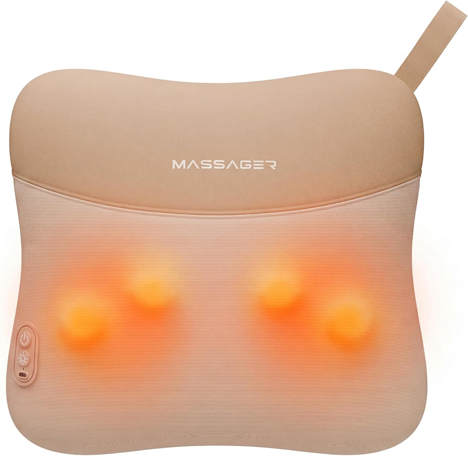 3-in-1 Shiatsu Massage Pillow with Heat, Dual-Side Hot Compress (100–122°F), 4 Kneading Nodes, 2000mAh Rechargeable Battery, Ergonomic Support for Neck, Back & Legs, Cordless for Home & Office