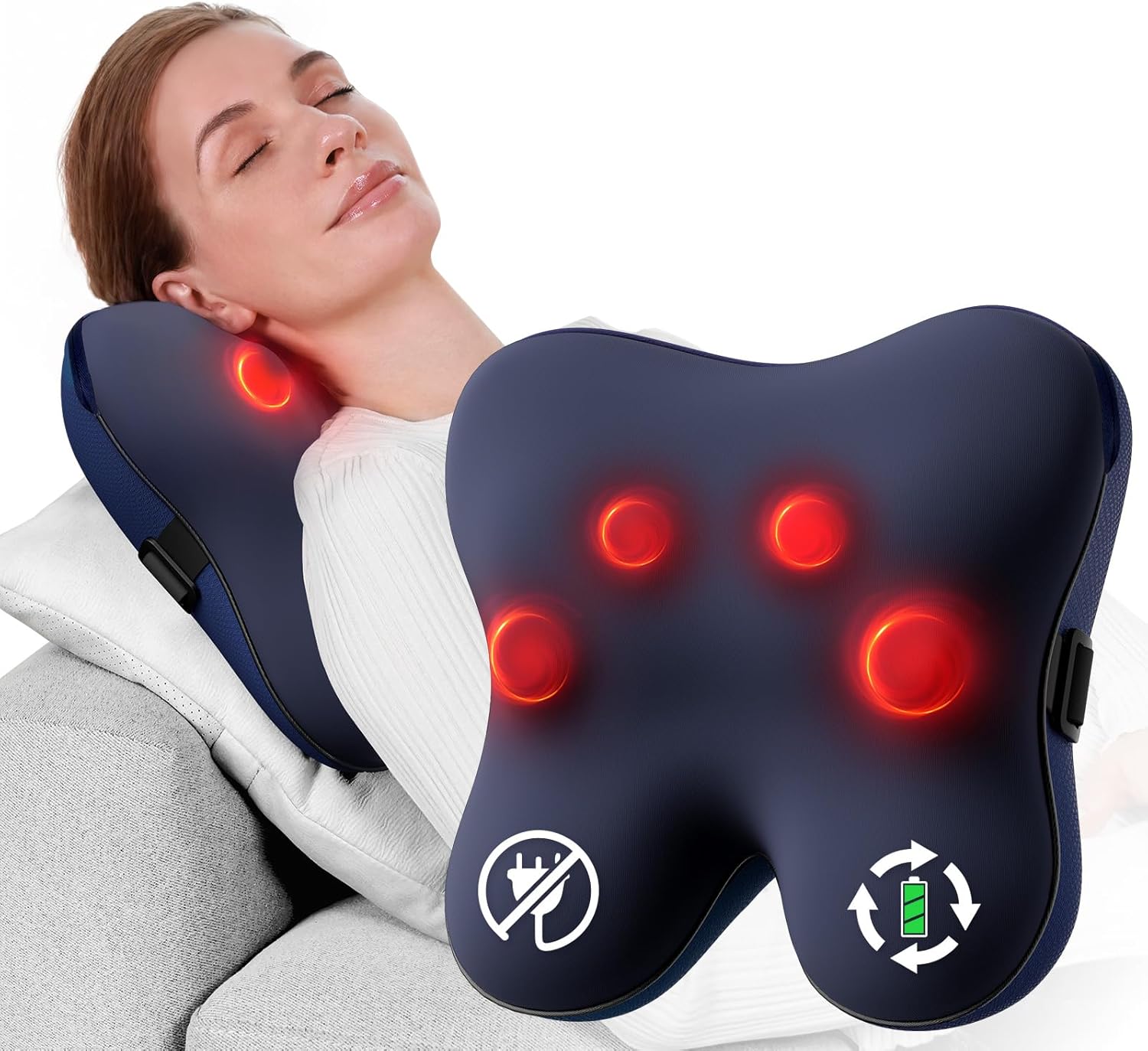 BOB AND BRAD Cordless Back Massager with Heat FSA Eligible HSA, Shiatsu Back Massager for Pain Relief Deep Tissue, 3D Kneading Massage Pillow for Pain Relief, Soothing Full-Body Relief for Family