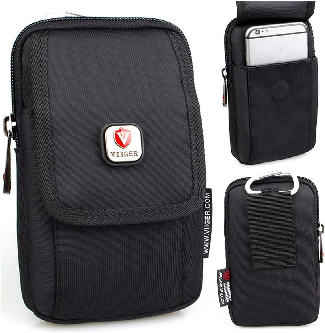 Canvas Dual Phone Holster for Belt Flip Cell Phone Case for iPhone 17 Pro Max iPhone 16 Pro Max Galaxy S25 Ultra, Universal Smartphone Pouch with Belt Loop and Clip for Men, Magnetic Flap Pocket