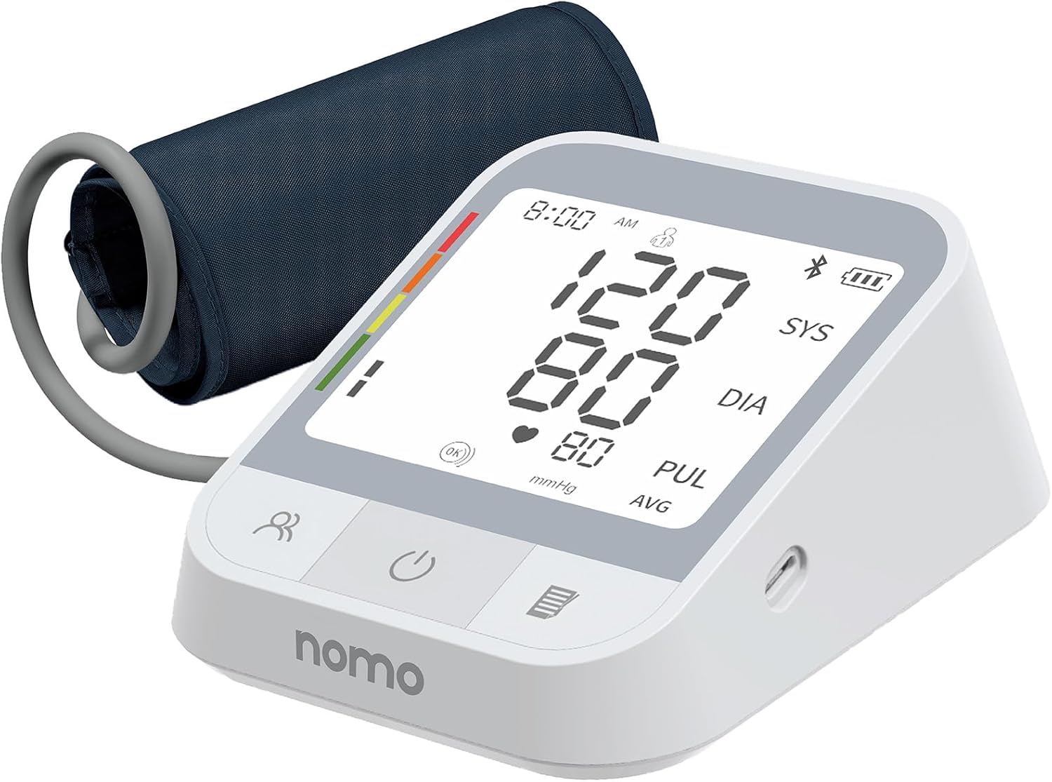 Blood Pressure Monitor – Upper Arm Cuff with Bluetooth App Sync, Irregular Heartbeat Detection, WHO Risk Indicator, Dual User Profiles, Large Display, Batteries Included