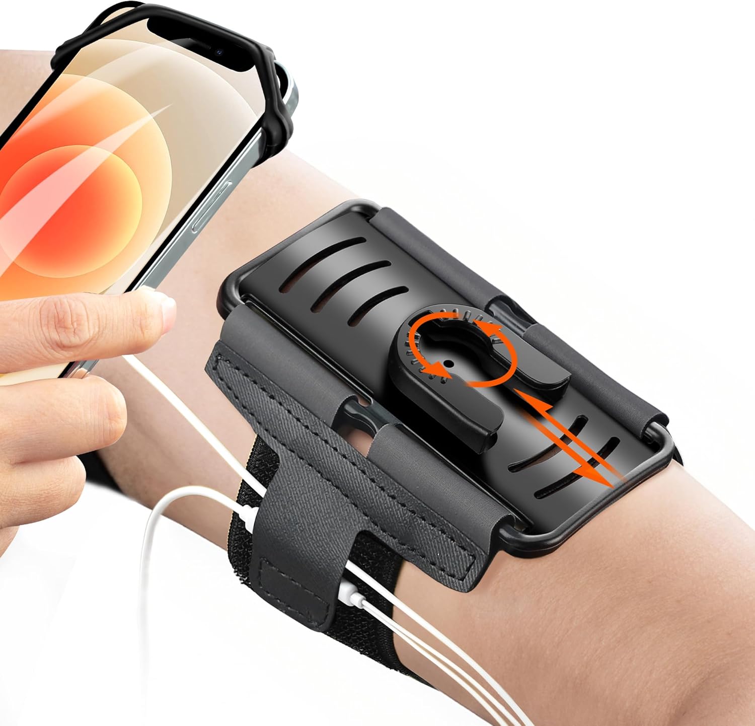 Cell Phone Running Armband – Detachable & 360° Rotatable Universal Cellphone Arm Band for iPhone 17 16 15 14 13 Pro Max Plus Samsung Galaxy Note S24 S23 for Workout Exercising Walking Jogging