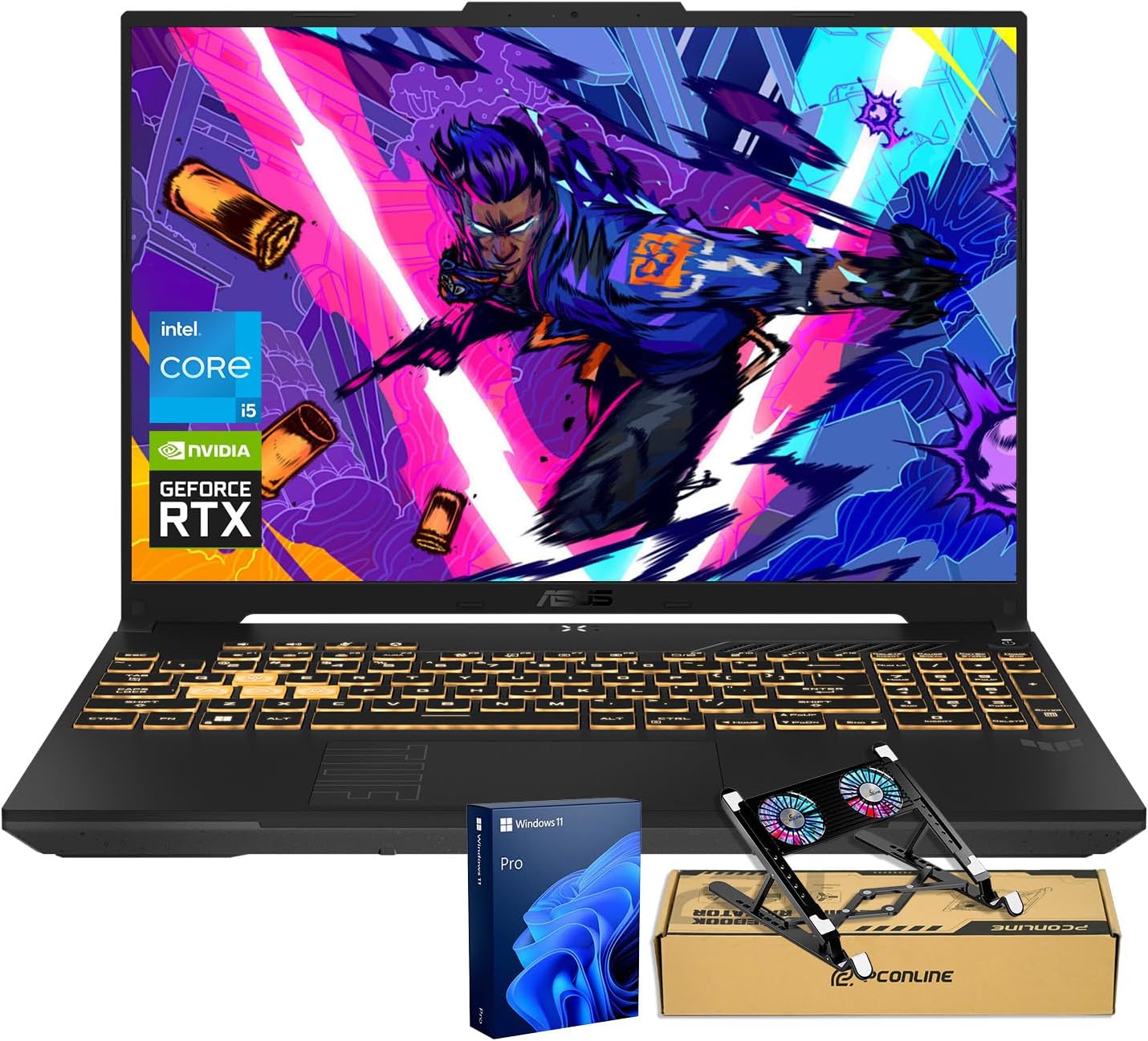 ASUS TUF F16 RTX 4050 Pro Gaming Laptop, 16″ FHD+ 144Hz, Intel Core 5 210H(Beats Intel i5-14500), NVIDIA RTX 4050, 16GB DDR5 RAM, 1TB SSD, RGB Backlit KB, Bundle with PCO Laptop Cooler