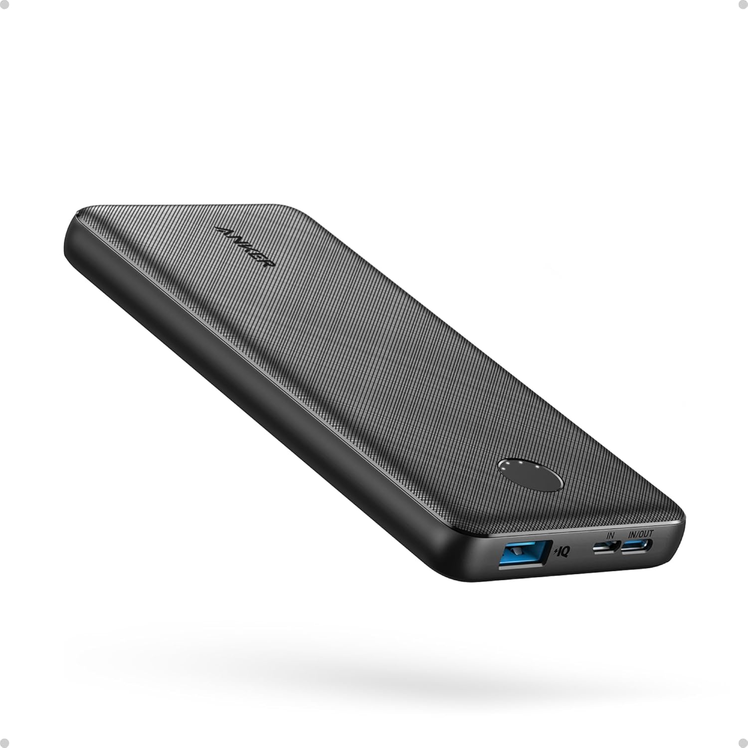 Anker Power Bank(PowerCore 10K), Compact Travel-Ready 10,000mAh Battery Pack with PowerIQ Charging Technology, 5V/3A High-Speed Charging for iPhone, iPad,and More (1, Black)