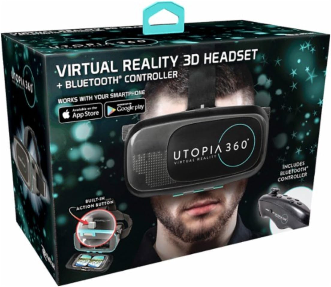 Emerge Tech EUVRC Utopia 360Degree Virtual Realty Headset with Bluetooth Controller, Black