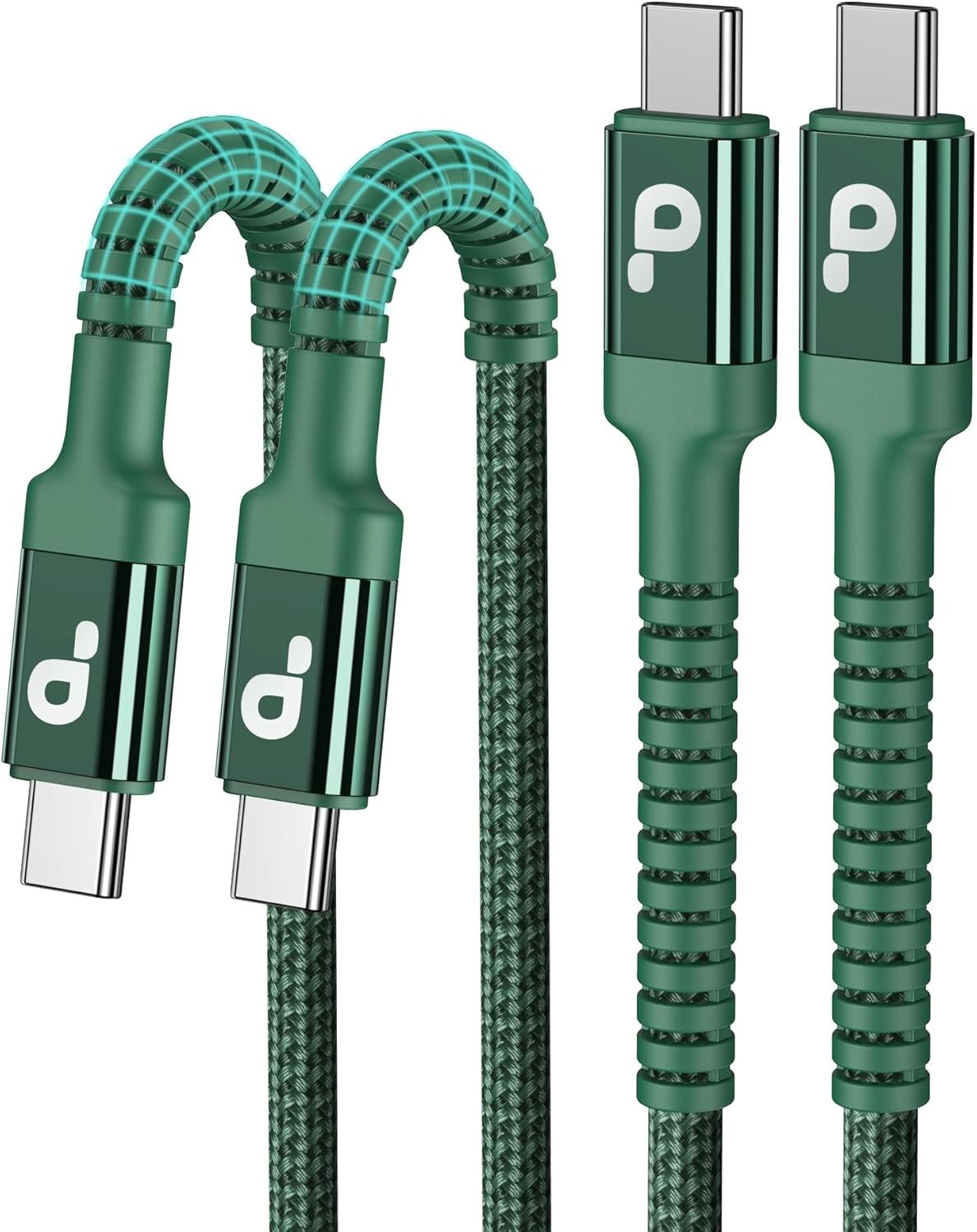 USB C Cable 6FT, 2Pack USBC to USBC Fast Charging Cable, iPhone 16 15 Charger Cable Long Type C Cord Nylon Braided Compatible with iPhone 17/16/15/Pro Max/Plus/Samsung Galaxy S23/LG and More-Green