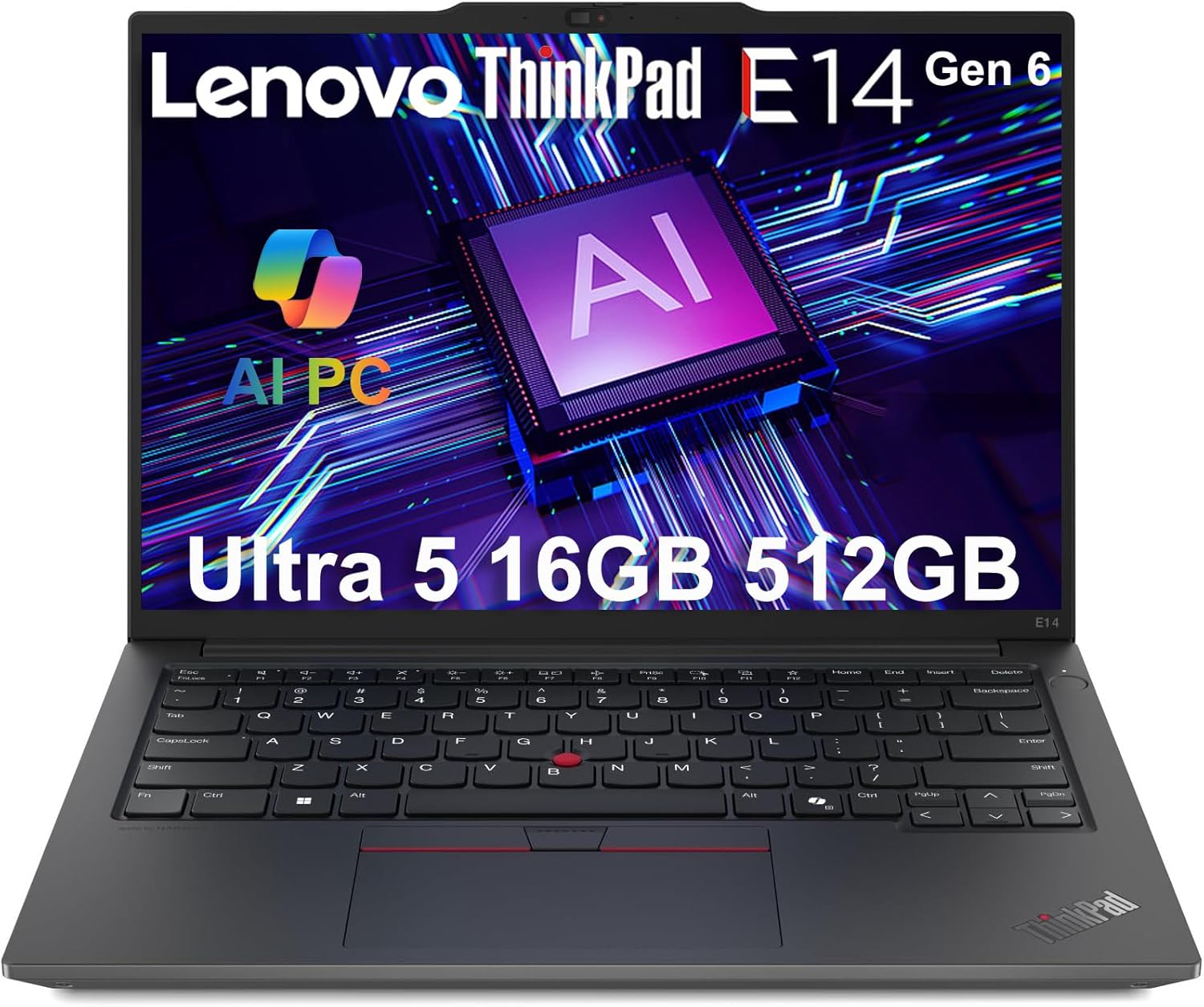 Lenovo ThinkPad E14 Gen 6 Business AI PC Laptop (14″ FHD+ Anti-Glare, Intel 12-Core Ultra 5 125U (> i7-1355U), 16GB DDR5, 512GB SSD) Backlit KB, Fingerprint, Thunderbolt 4, 1080p Webcam, Win 11 Pro