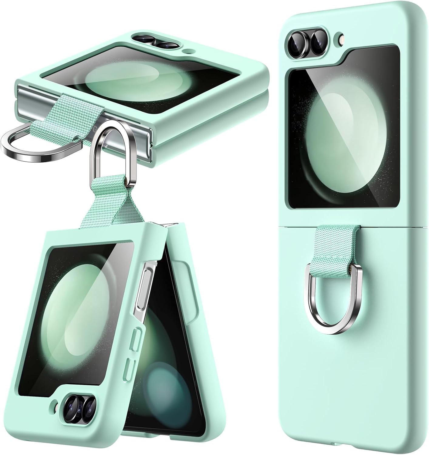 JETech Case for Samsung Galaxy Z Flip 5 2023 with Ring, Hard PC Slim Shockproof Anti-Scratch Protective Phone Cover (Mint Green)