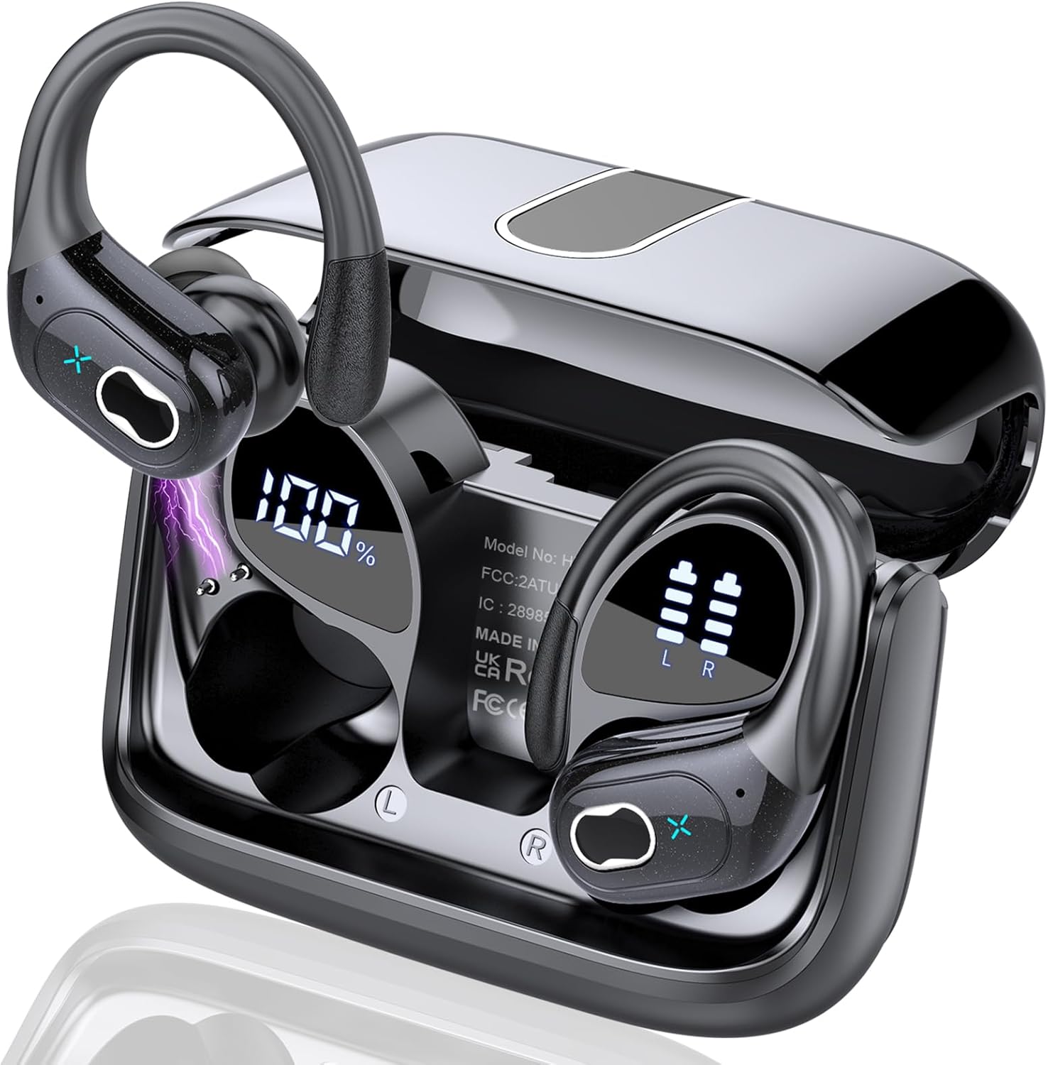 Wireless Earbuds 75hrs Bluetooth 5.4 Headphone Sport, 2026 Bluetooth Earbuds Stereo Deep Bass Over Ear Bud with Earhooks, ENC Noise Cancelling Mic, IPX7 Waterproof Earphone for Gym/Running/Workout