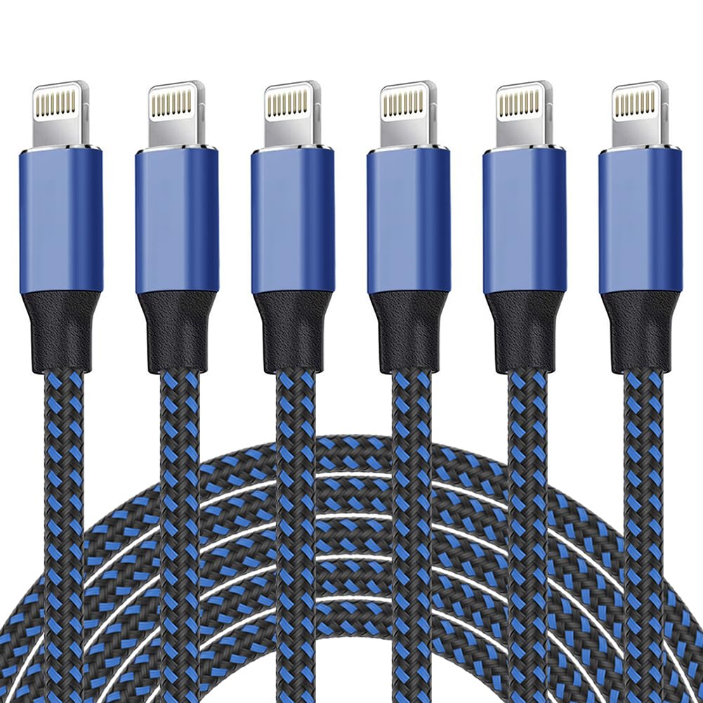 iPhone Charger [Apple MFi Certified] Lightning Cable 6PACK-3/3/6/6/6/10 FT Nylon Braided iPhone Charger Cord High Speed Cord for iPhone 14/13/12/11 Pro Max/XS MAX/XR/XS/X/8/7/Plus/6S/6/iPad