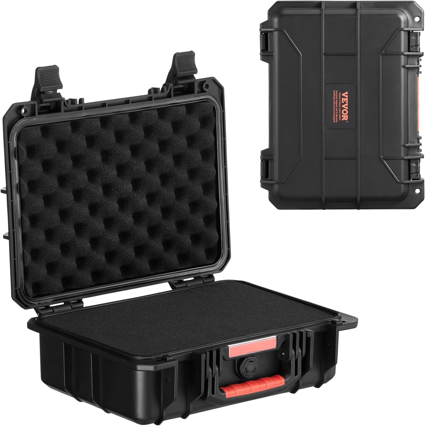 VEVOR Weatherproof Hard Case, Heavy Duty Protective Dry Box with Pre-cut Foam, Retractable Pull Handles for Travel, Hunting, Military, Tactical, IP67 Waterproof Case for Cameras(14.96×11.81×5.51)