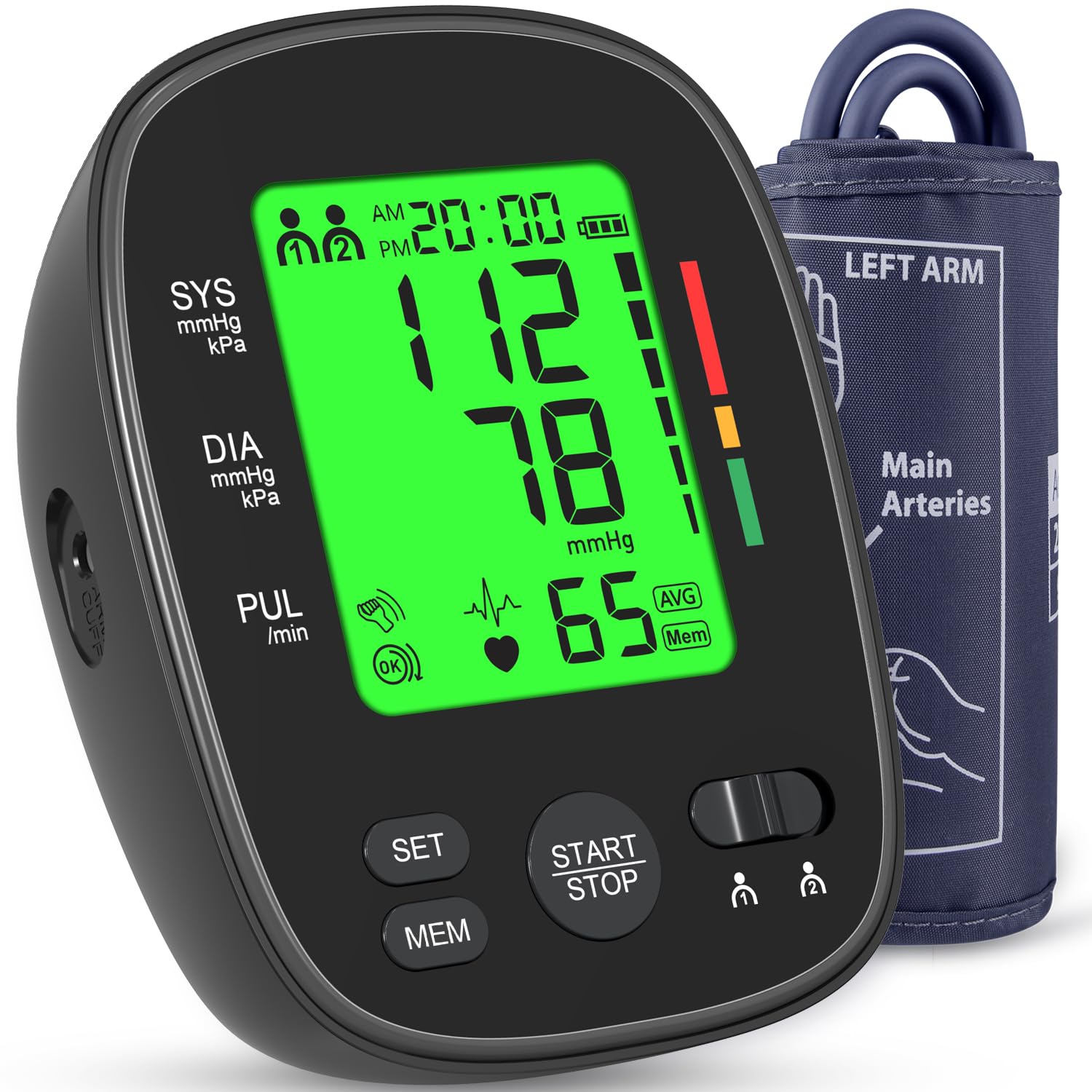 Blood Pressure Monitor Upper Arm: Automatic Blood Pressure Monitors for Home Use – Electric BP Machines Large Cuff 8.7″-16.5″ Adjustable – LCD Digital Display 2 Users 99 Sets Memory