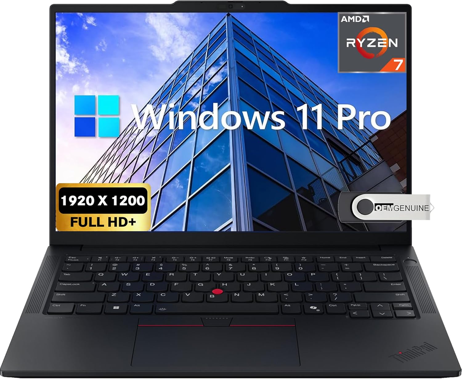 Lenovo ThinkPad E14 Gen 7 Business Laptop, 14″ FHD+ Display, AMD Ryzen 7 250 (Beat i7-1255U), 16GB RAM, 512GB SSD, Backlit Keyboard, HDMI, RJ45, Wi-Fi 6E, Windows 11 Pro, Black