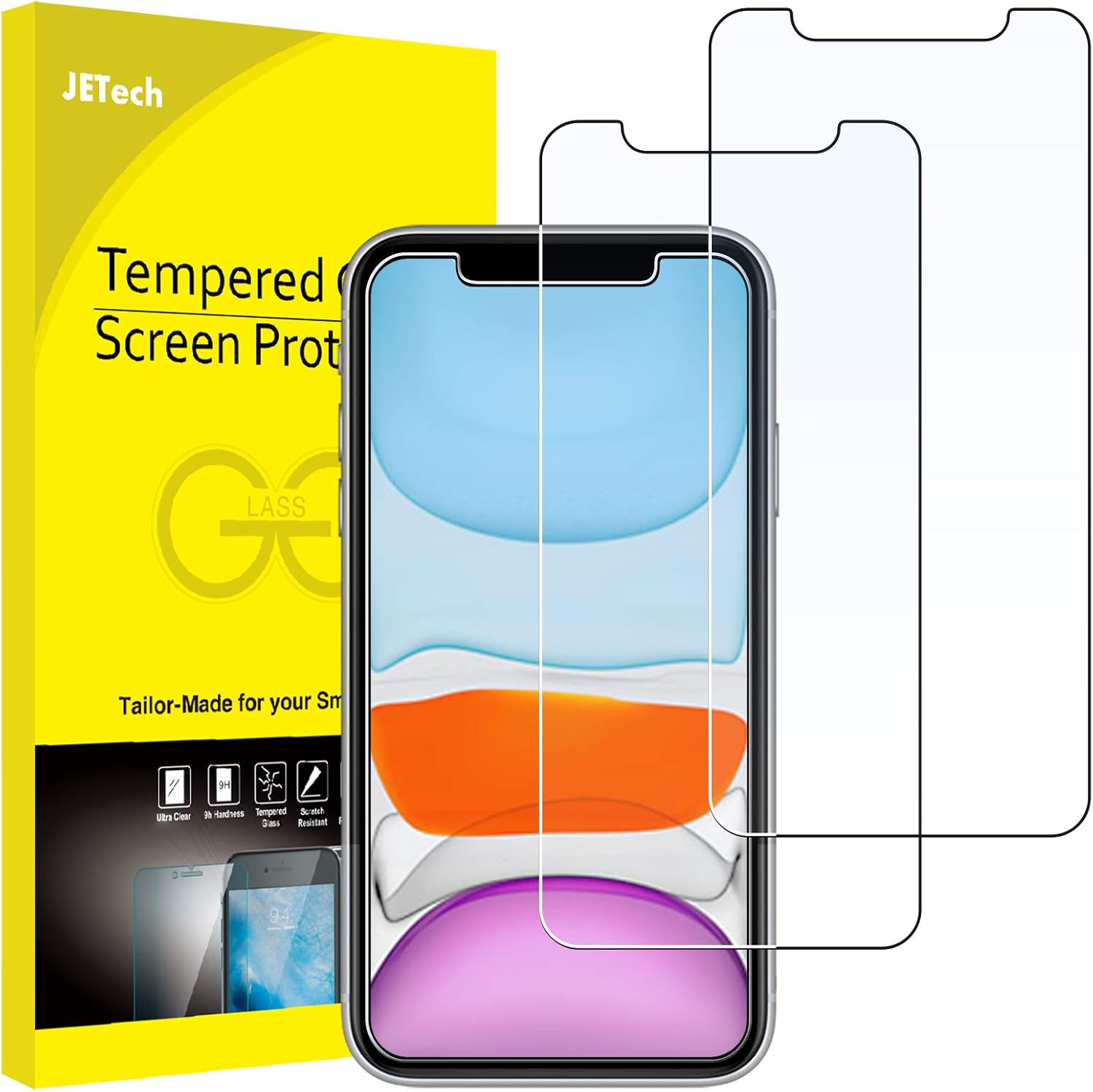 JETech Screen Protector for iPhone 11 and iPhone XR 6.1-Inch, Tempered Glass Film, 2-Pack