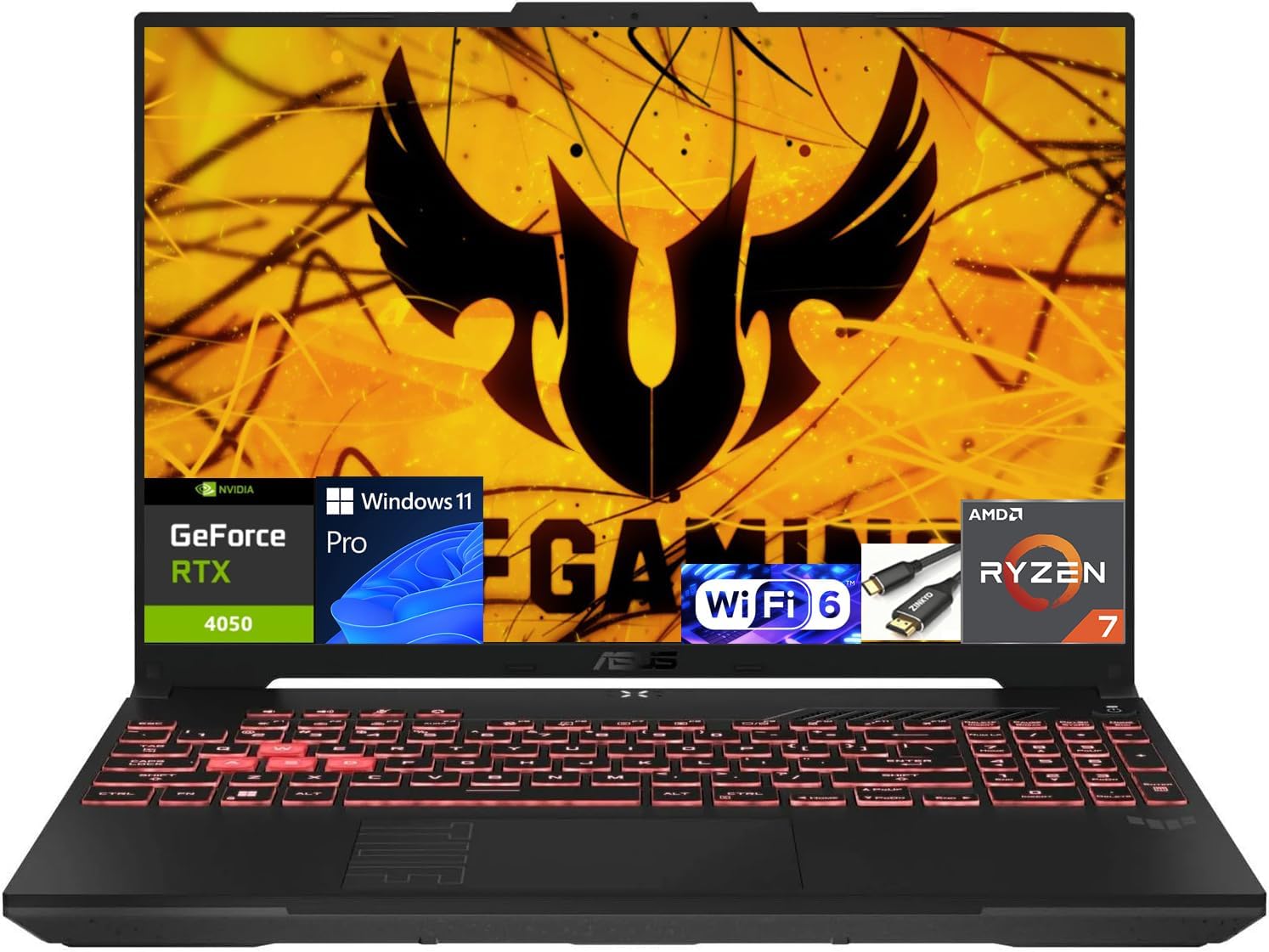 ASUS TUF Gaming A16 Laptop: AMD Ryzen 7 7445HS, 16″ Full HD+ 145Hz Display, NVIDIA GeForce RTX 4050, 16GB DDR5 RAM, 1TB SSD, Backlit Keyboard, Windows 11 Pro
