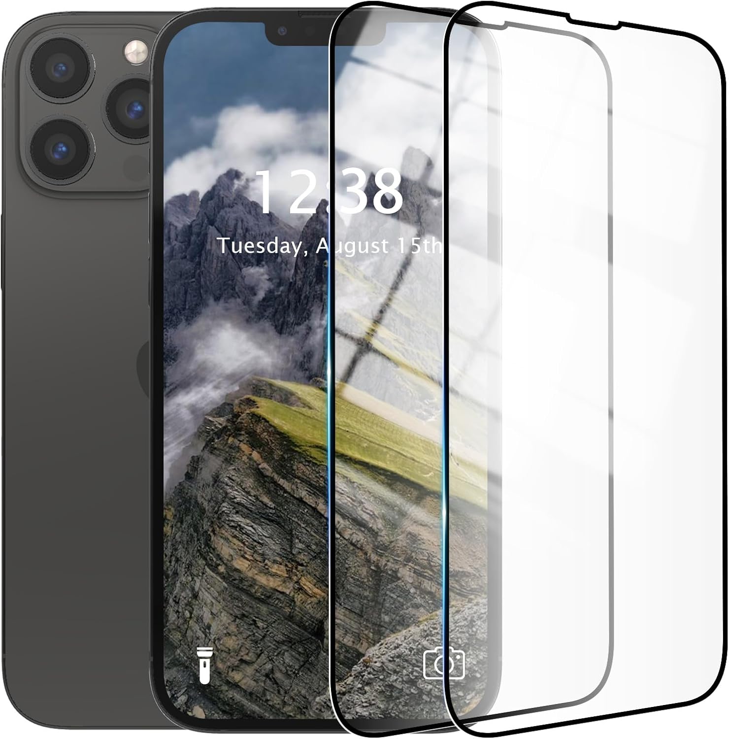 Compatible with Oppo K13x 5G/Oppo A5x 4G/5G 【2 Pack Screen Protector】 HD Tempered Glass Protective Film 9H Hardness Case Friendly Easy Installation Anti-Fingerprint Bubble Free Black&2