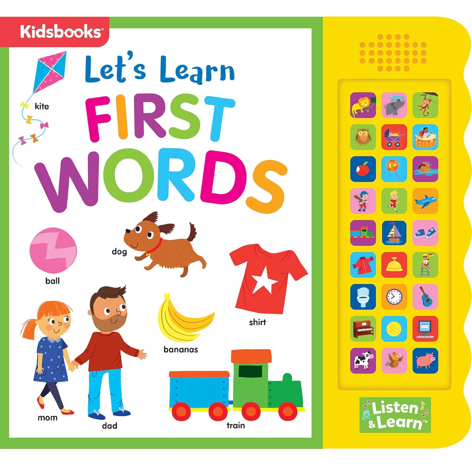 Let’s Learn First Words – Interactive 27-Button Sound Book for Babies & Toddlers with Adorable Art and Real-World Sounds