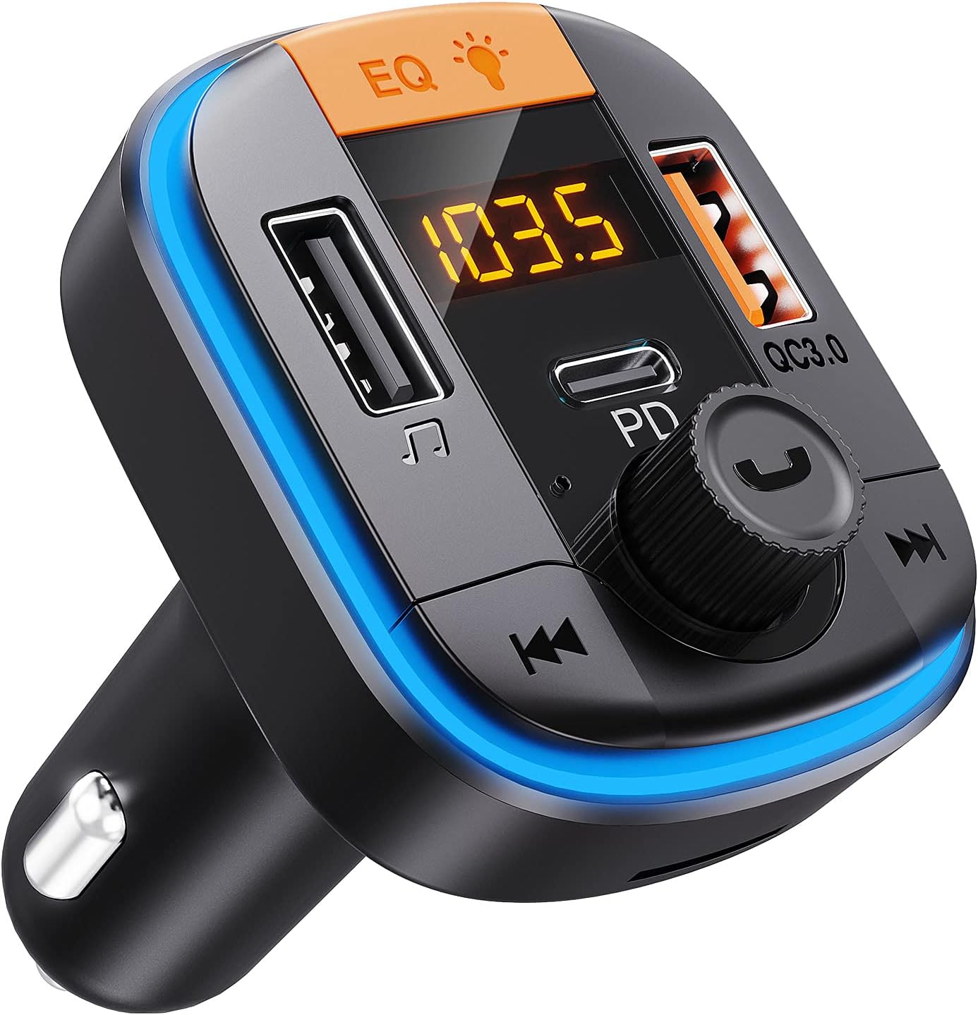 Bluetooth FM Transmitter for Car – BAISHUN Bluetooth 5.0 Adapter PD20W+QC3.0 Cigarette Lighter Radio Receiver Music Player Car Charger Supports Hands-Free Call Siri Google Assistant