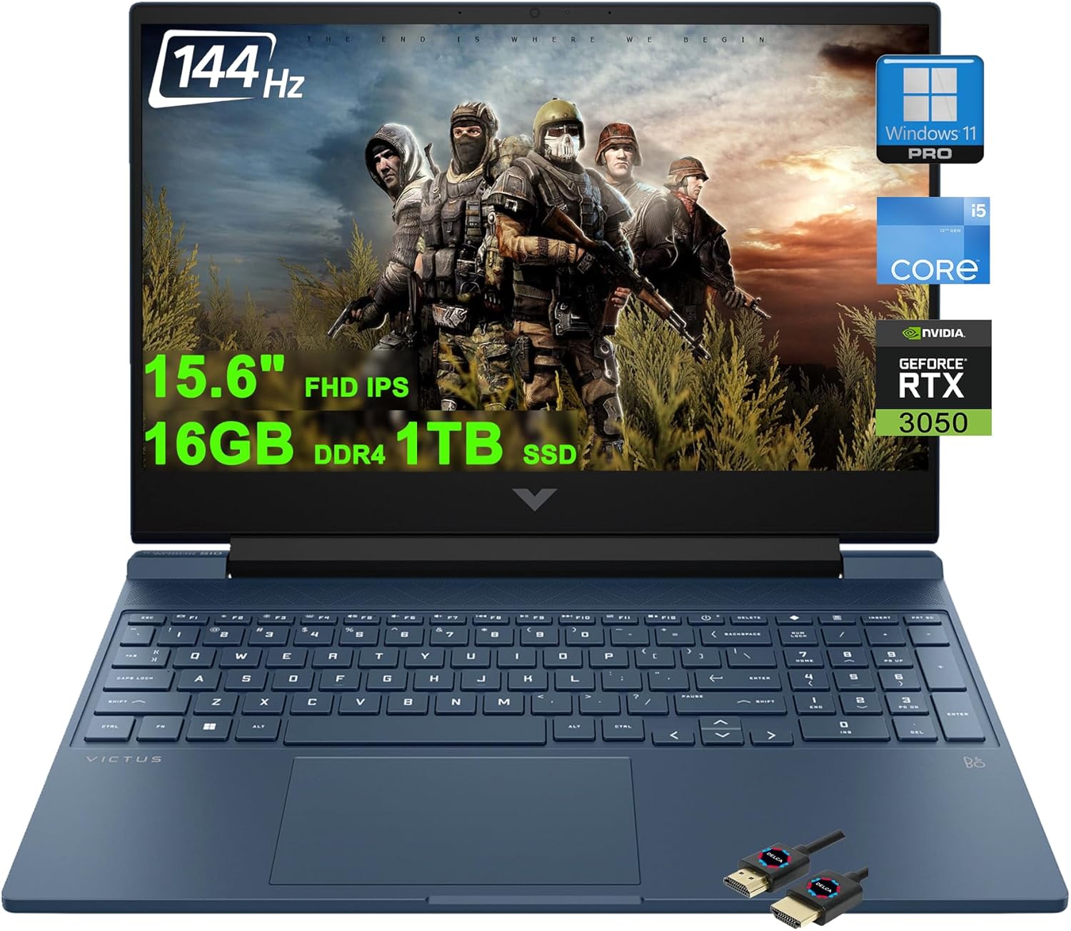 HP Victus 15 Gaming Laptop | 15.6″ FHD IPS Anti-Glare 144Hz | Intel 8-core i5-12450H (>i7-11800H) | 16GB DDR4 1TB SSD | GeForce RTX 3050 | Backlit B&O Fast Charging Win11Pro w/DLCA Accessory