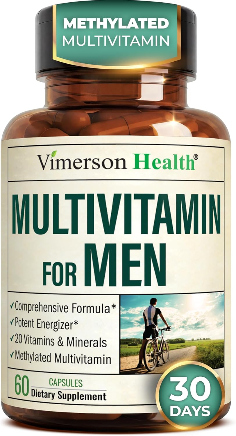 Methylated Multivitamin for Men with Bioavailable Vitamins, Chelated Minerals, Vitamin D, B12, C, A & Zinc for Energy, Focus and Immune Health – Premium Mens Multivitamins & Multiminerals – 60 Caps
