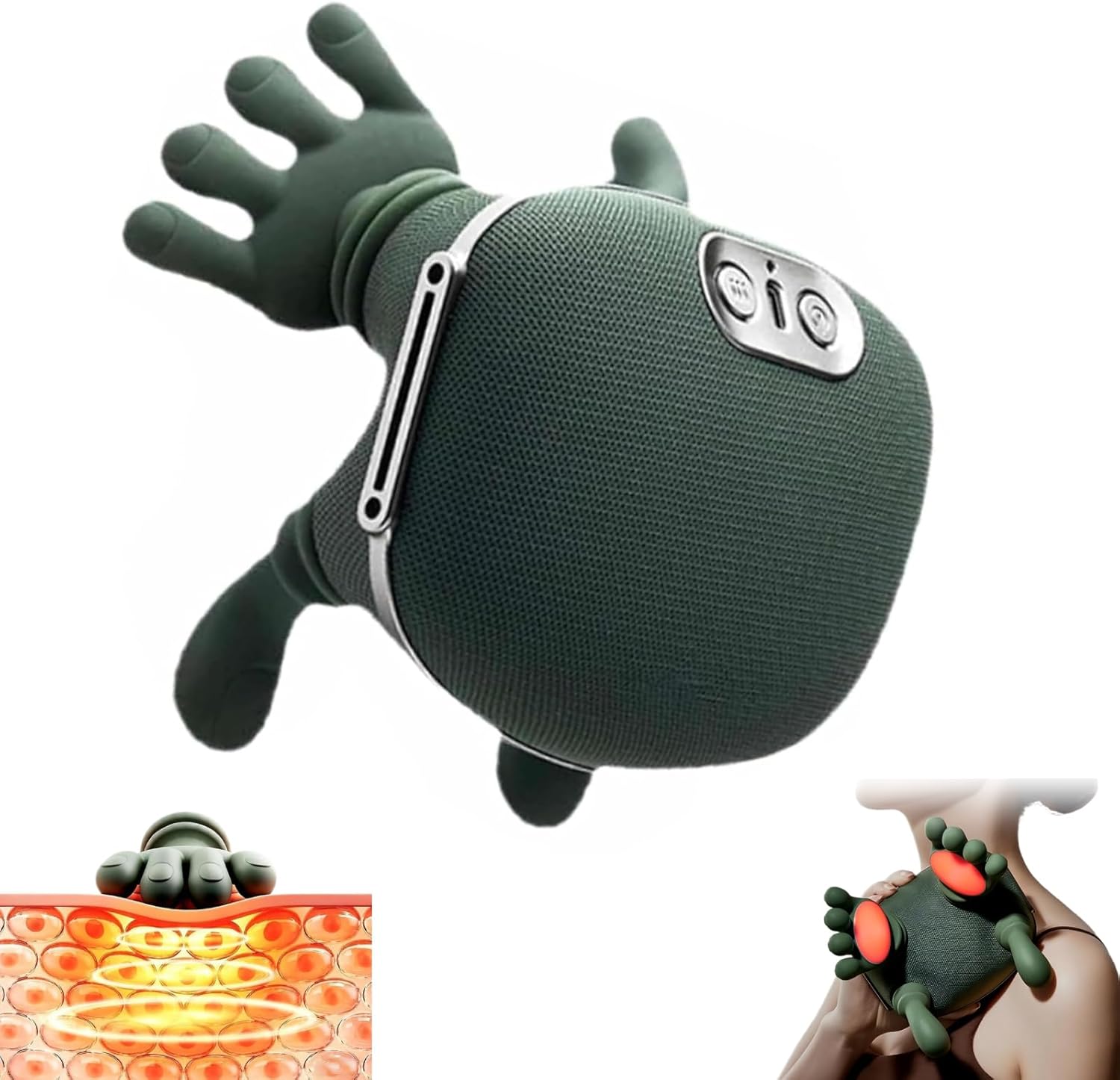 Neck Massager with Heat, 4D Deep Tissue Shiatsu Neck Massage Machine for Pain Relief, Electric Cervical Shoulder & Back Massager with Simulated Human Hand Kneading, Muscle Relaxation (Green)