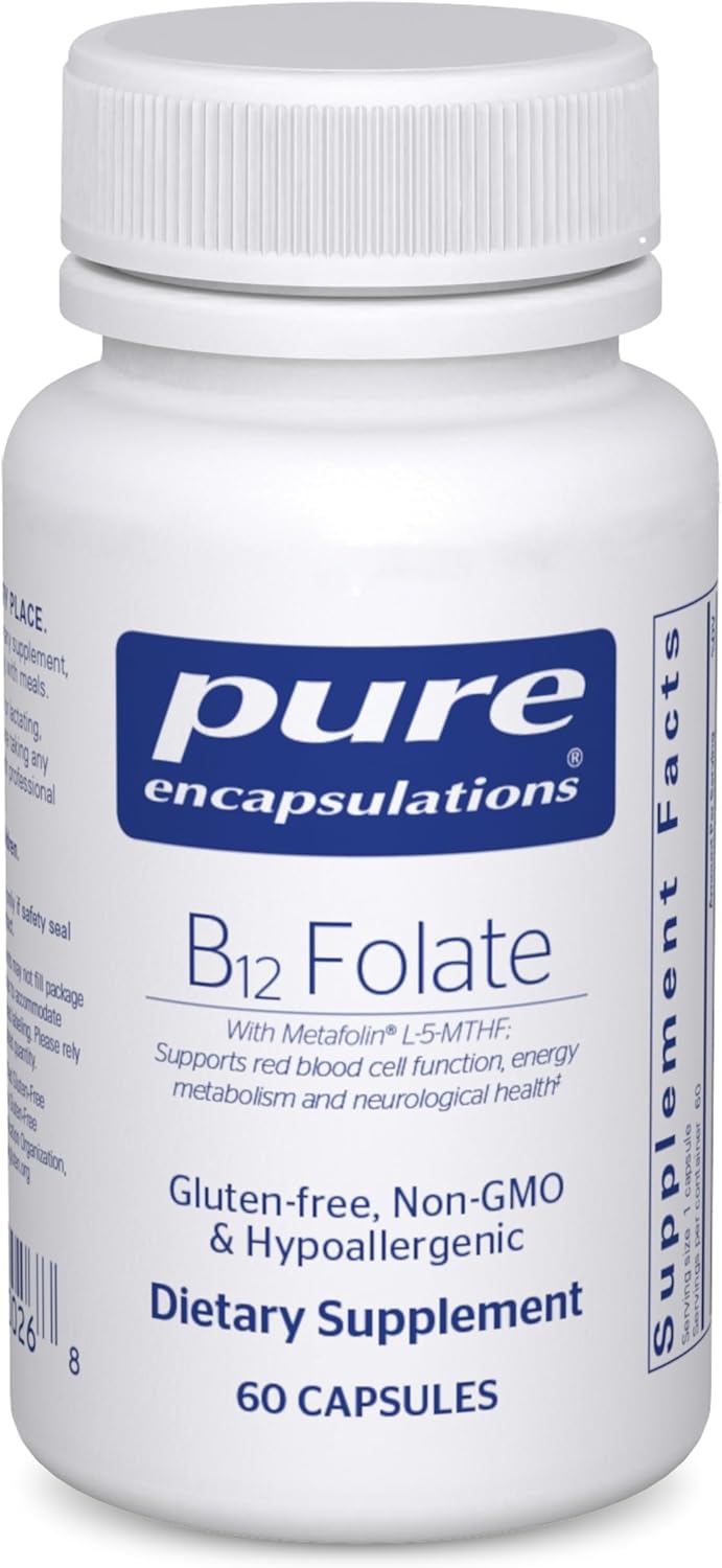 Pure Encapsulations B12 Folate – Energy Supplement to Support Nerves, Energy Metabolism & Cognitive Support* – with Vitamin B Folate as Metafolin – 60 Capsules