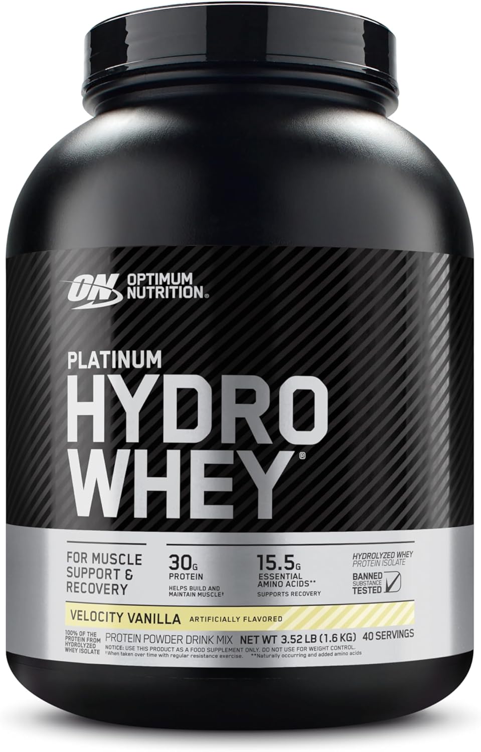 Optimum Nutrition Platinum Hydrowhey Protein Powder, 100% Hydrolyzed Whey Isolate Powder, Flavor: Velocity Vanilla, 3.5 Pounds (Packaging May Vary)