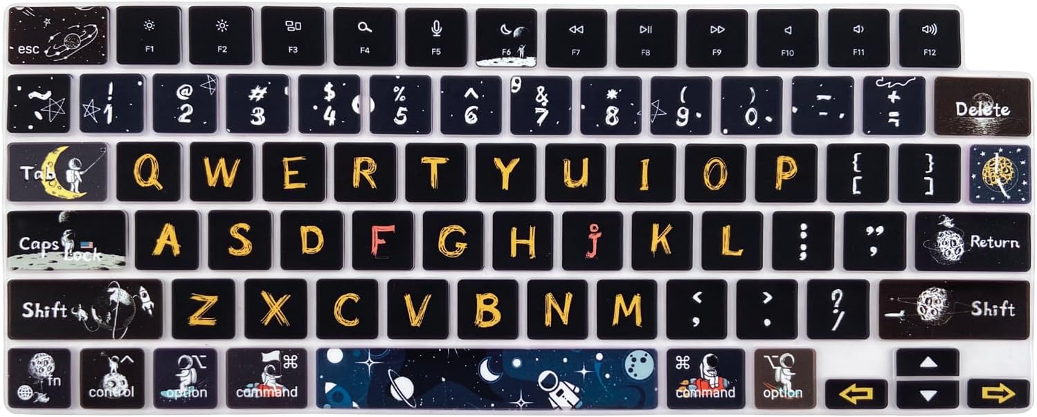 Keyboard Cover Skin for 2021-2024 MacBook Pro 14/16 (A2442 A2485 A3112 A3401 A3403 A2992 A2779 A2780 A2991 A2918 M1/M2/M3 M4) & MacBook Air 13.6”/15” (A2681 A3113 A2941 A3114),Space Man