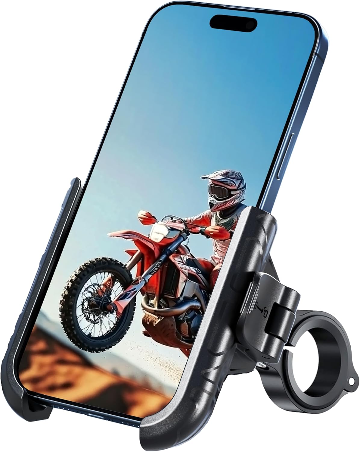 Bike Phone Mount Holder No Block Camera Motorcycle Cell Phone Holder Quick Lock 360° Rotate for iPhone 16 Pro Max for Samsung S25 Ultra 5.4”-7.2” Smartphone