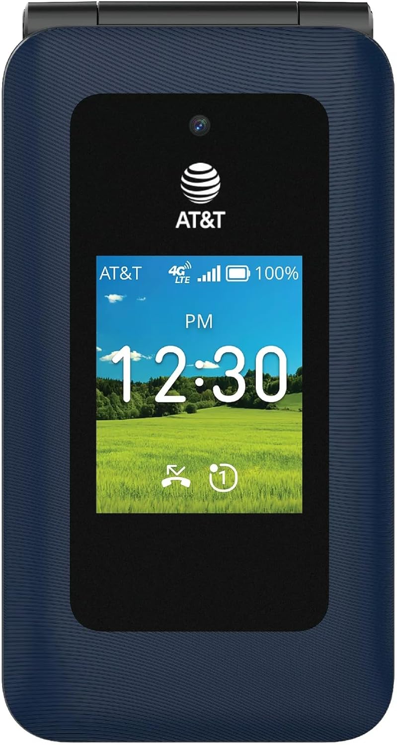 AT&T Cingular U1030AA 6723D Flex 2 Prepaid 4G LTE Flip Phone, 2MP Camera, Android, Classic Navy, Carier Locked to
