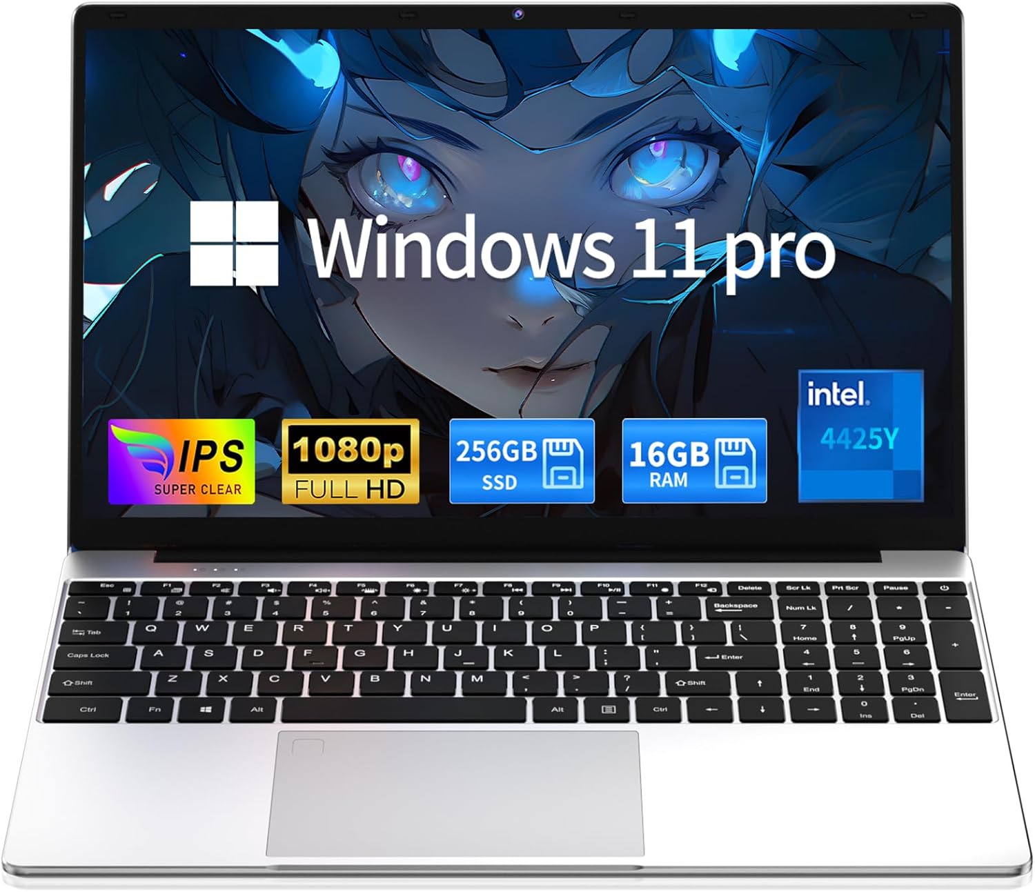 MOONFISH Laptop Computer 2026, 15.6 Inch Lap Top Pc Window 11 Pro, 16GB RAM 256GB SSD, Pentium 4425Y Processor, FHD 1920 * 1080, Office 365, Business, Student