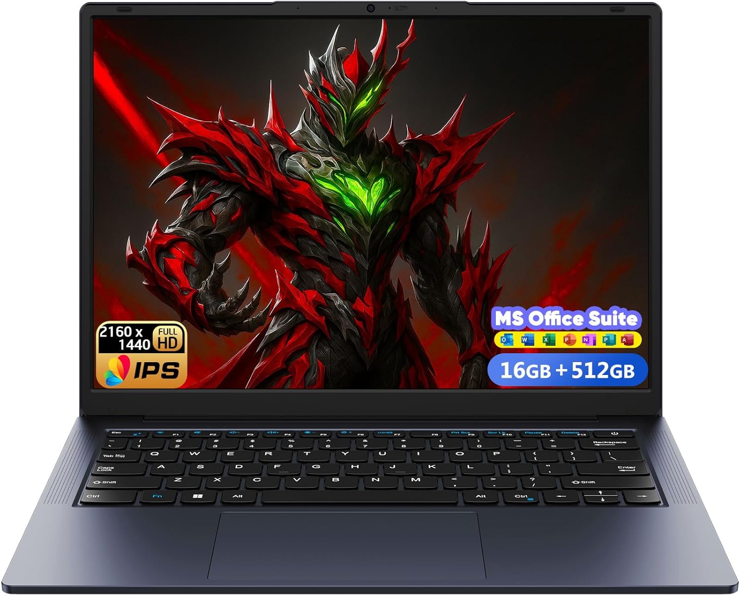 AE86 14.1″ Laptop with 2K Screen, 16GB RAM, 512GB SSD, Core Processor, BT5.0 Wi-Fi 5, USB A, Type-C, HDMl, Ultra-Thin and Light Notebook for Business Students