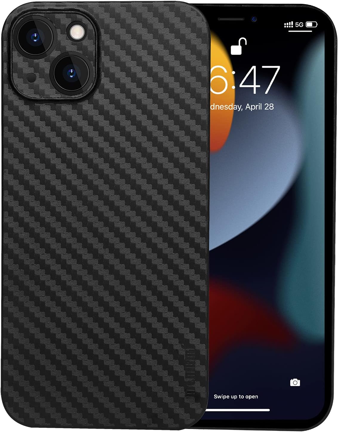 memumi Thin Case for iPhone 13 Carbon Fiber Texture 0.3 mm Back Cover for iPhone 13 Ultra Slim Case with Minimalist Design Scratch Resistant Black