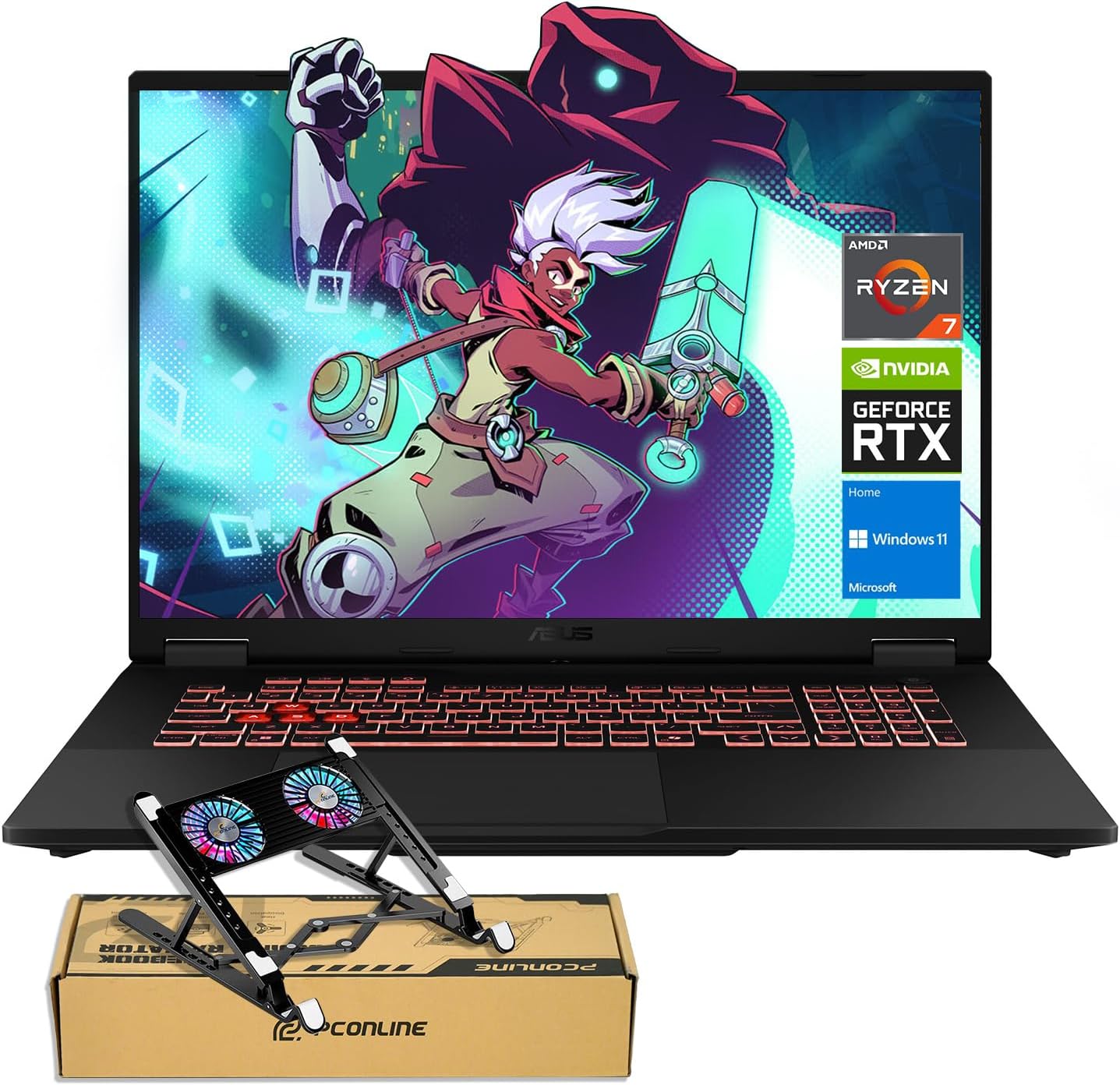 ASUS TUF A18 5070 Gaming Laptop, 18″ WQXGA 240Hz Display, AMD Ryzen 7 260 (Beats Intel i7-14700), NVIDIA RTX 5070, 16GB RAM, 1TB SSD, RGB Backlit KB, Bundle with PCO Laptop Cooler