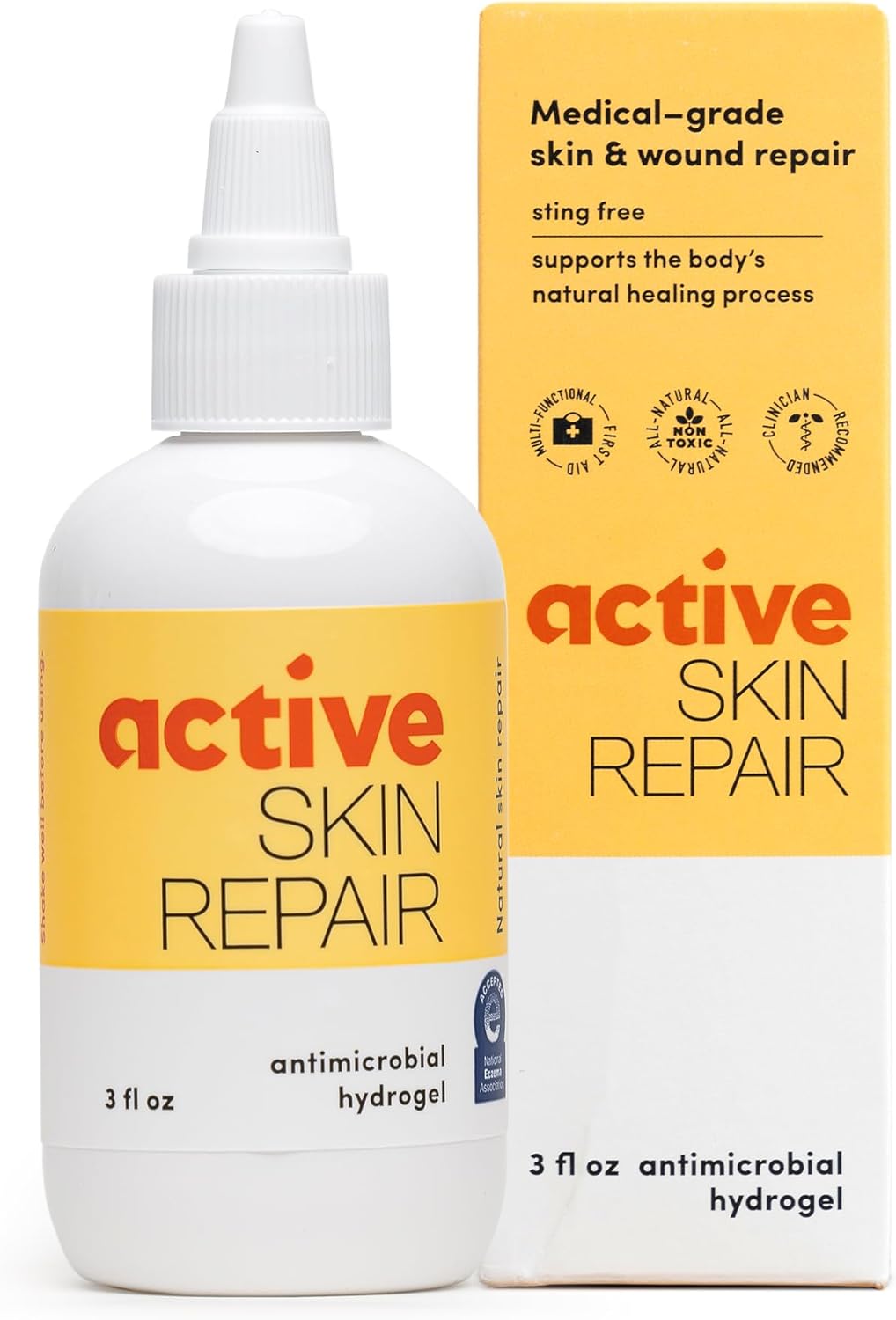 Active Skin Repair First Aid Healing Skin Hydrogel – Natural & Non-Toxic Repairing Ointment with Hypochlorus Acid for Minor Cuts, Wounds, Scrapes, Rashes, Sunburns, & More, 3 oz