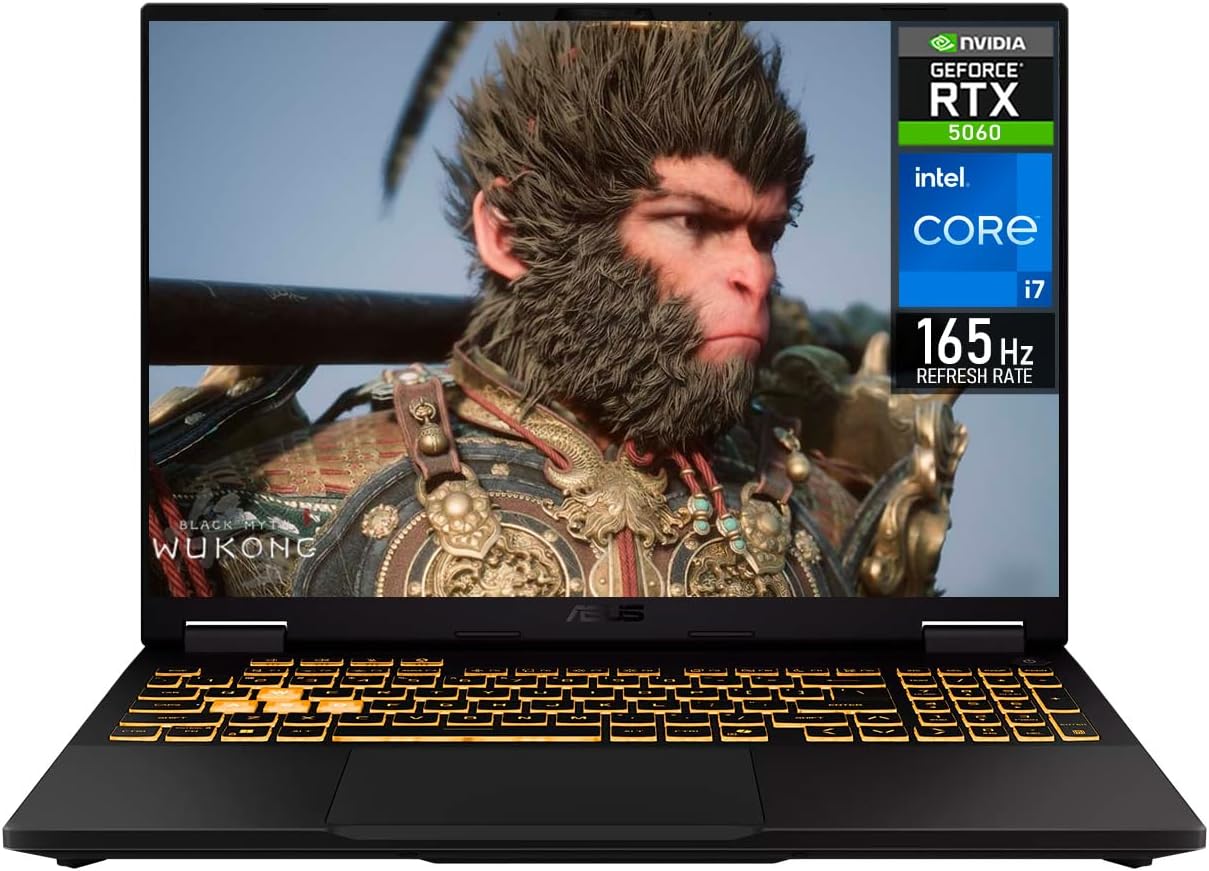 ASUS TUF Gaming F16 Laptop 16″ FHD+ 165Hz Display, Intel Core i7-14650HX, 32GB RAM, 1TB SSD, NVIDIA GeForce RTX 5060 8GB, Windows 11, High Performance Gray Gaming Notebook