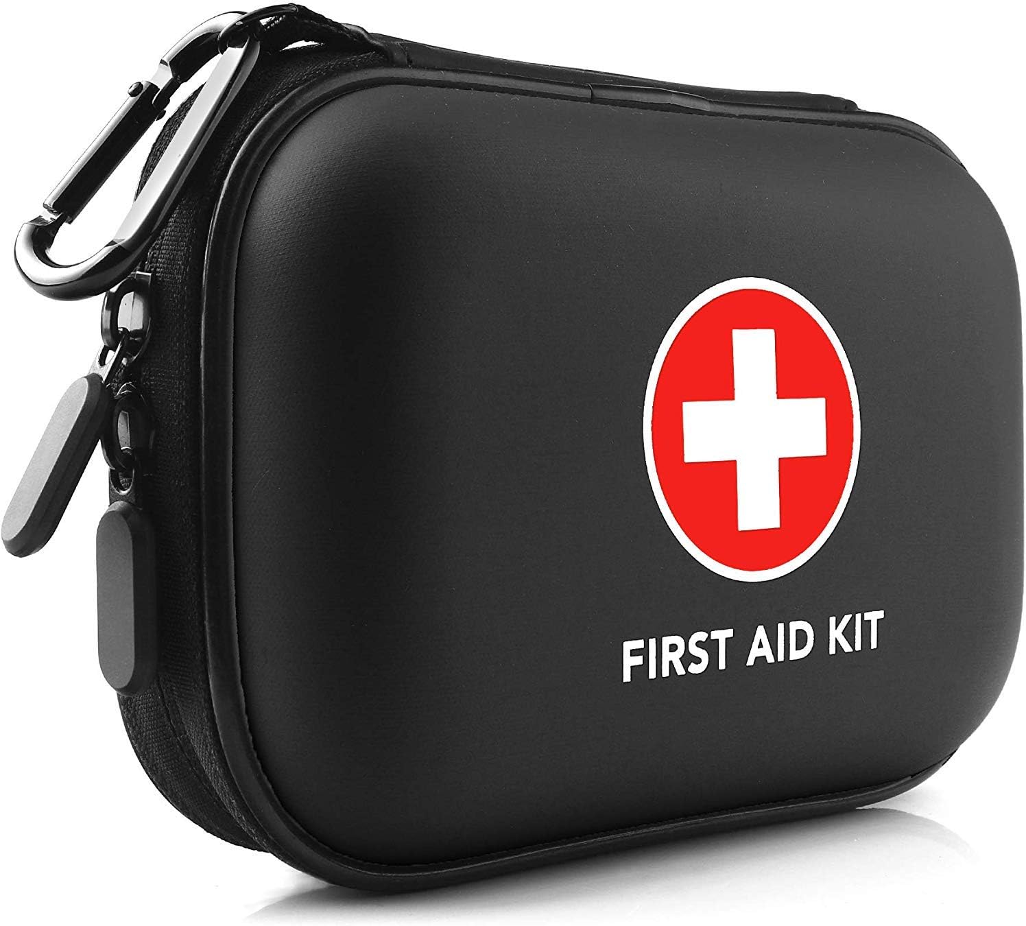Mini First Aid Kit, 100 Pieces Water-Resistant Hard Shell Small Case – Perfect for Travel, Outdoor, Home, Office, Camping, Hiking, Car (Black)
