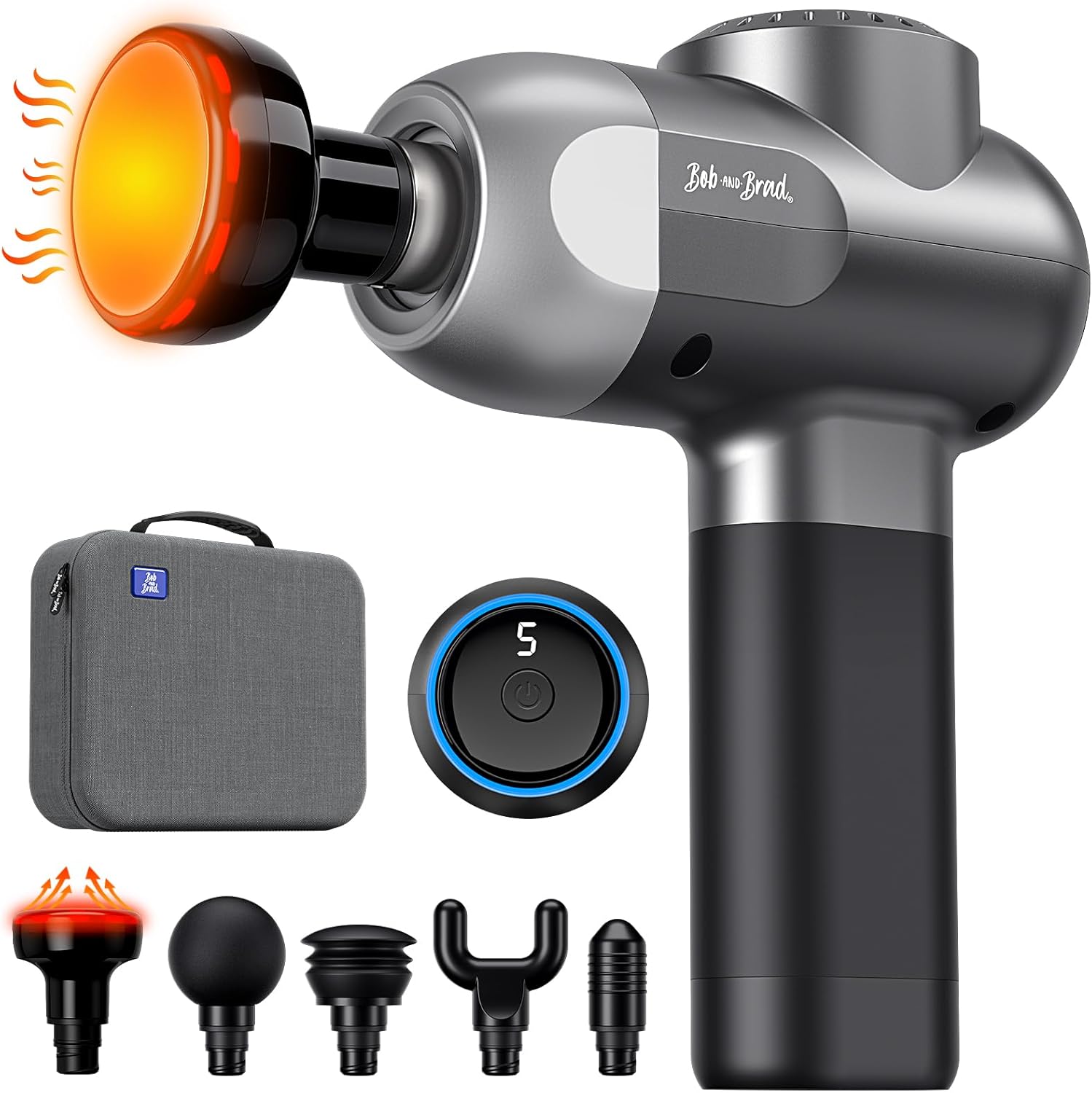 BOB AND BRAD C2 Plus Massage Gun with Heat, Deep Tissue Percussion FSA Massager Gun for Athletes & Pain Relief, Electric Handheld Back Neck Shoulder Muscle Massager, HSA Eligible Gift