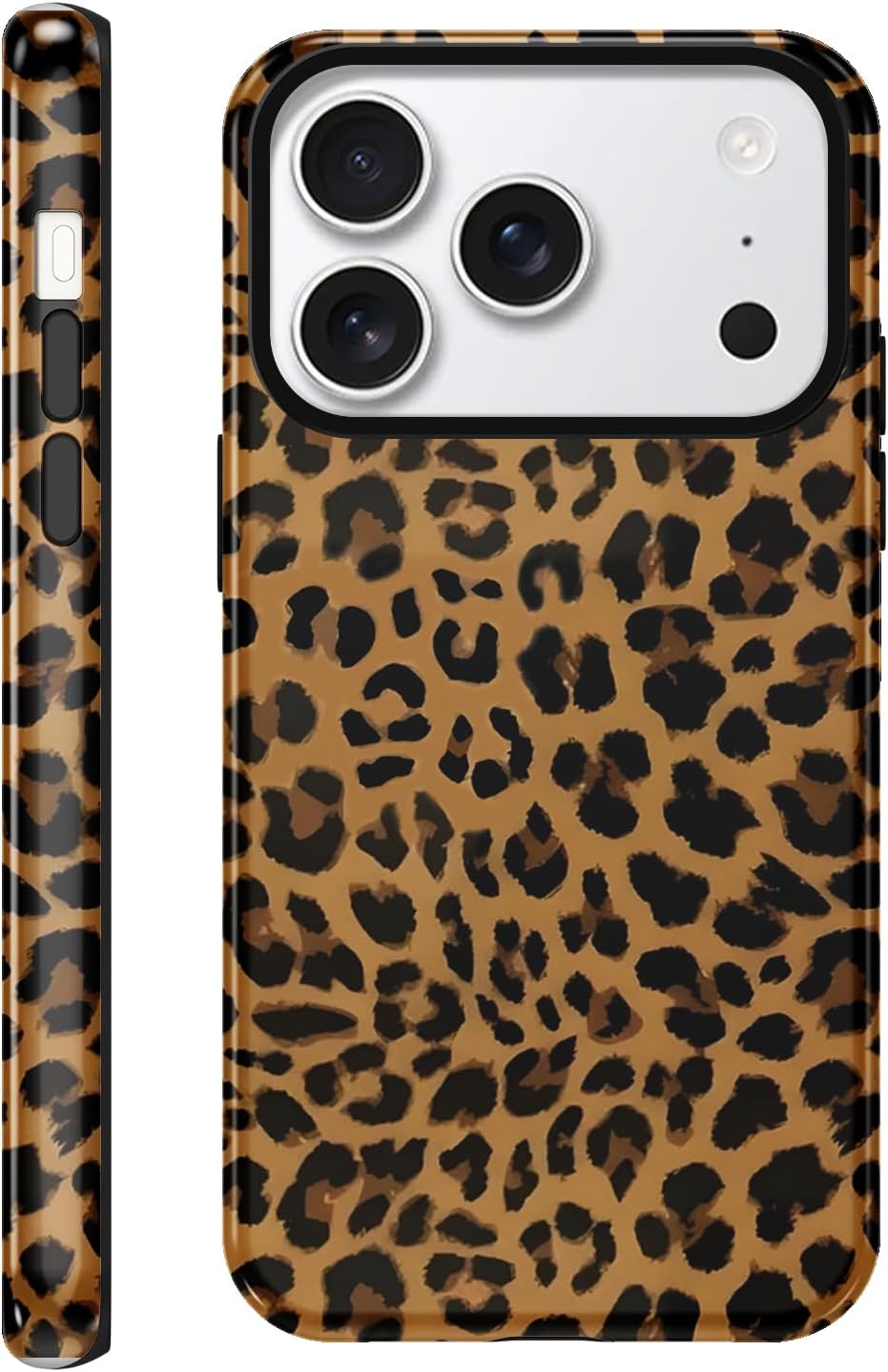 Cute Cheetah Print Phone Case for iPhone 17 Pro Max Case 6.9″, Trendy Luxury Leopard Pattern Brown Black Spots Design Glossy Phone Cover Shockproof Soft TPU Hard PC Protection Girls Women Funda