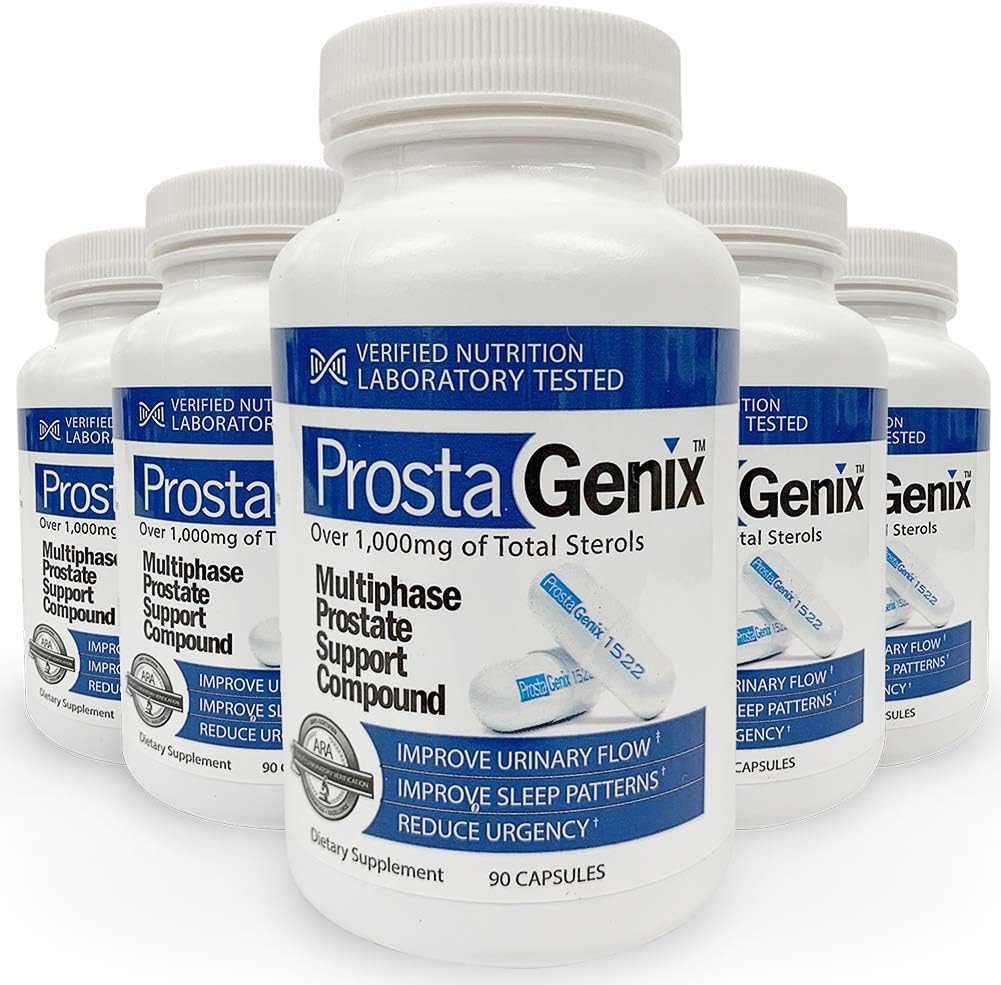 ProstaGenix Multiphase Prostate Supplement -5 Bottles- Featured on Larry King Investigative TV Show – Over 1 Million Sold – End Nighttime Bathroom Trips, Urgency, Frequent Urination.