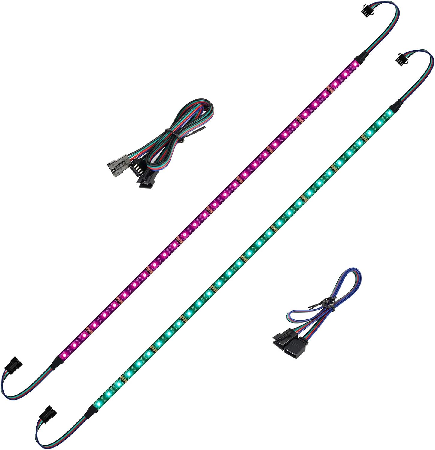 BTF-LIGHTING PC RGB Strip 2PCs 19.7in for 12V 4Pin LED Headers for ASUS Aura Sync, Gigabyte RGB Fusion, MSI Mystic Light