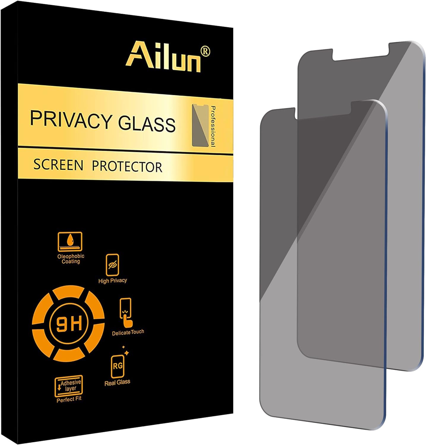 Ailun Privacy Screen Protector for iPhone 17e / iPhone 16e / iPhone 14 / iPhone 13 / iPhone 13 Pro [6.1 Inch] 2 Pack Anti Spy Private Tempered Glass Case Friendly [Not for iPhone 16 6.1 Inch]