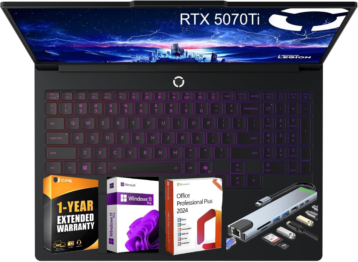 Lenovo Legion Pro 7i 16″ OLED WQXGA 240Hz Gaming Laptop Intel Core Ultra 9 275HX, 64GB RAM 2TB SSD NVIDIA GeForce RTX 5070Ti Eclipse Black, Win 11 Pro, 1-Year Ext Warranty, Microsoft Office, GizPro