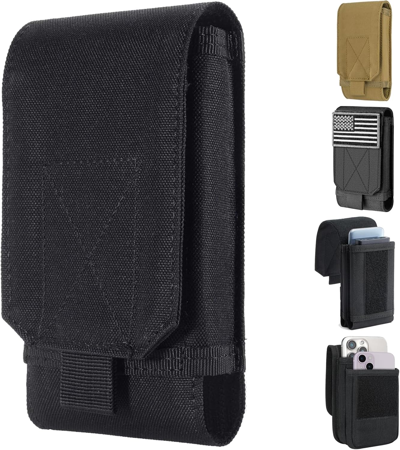 Urvoix Black Army Camo Molle Bag for Mobile Phone, Belt Pouch Holster Cover Case for iPhone 17 Pro Max/iPhone 16 Pro Max/iPhone 15 Pro Max/iPhone 14 13 12 Pro Max/iPhone 16 15 14 Plus