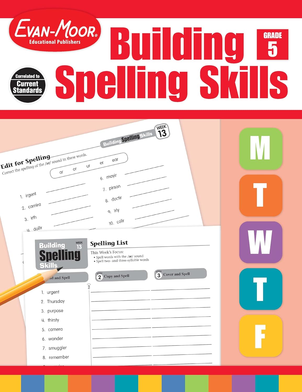 Evan-Moor Building Spelling Skills, Grade 5 – Homeschooling & Classroom Resource Workbook, Reproducible Worksheets, Teaching Edition, Spelling Strategies, Reading and Writing Skills