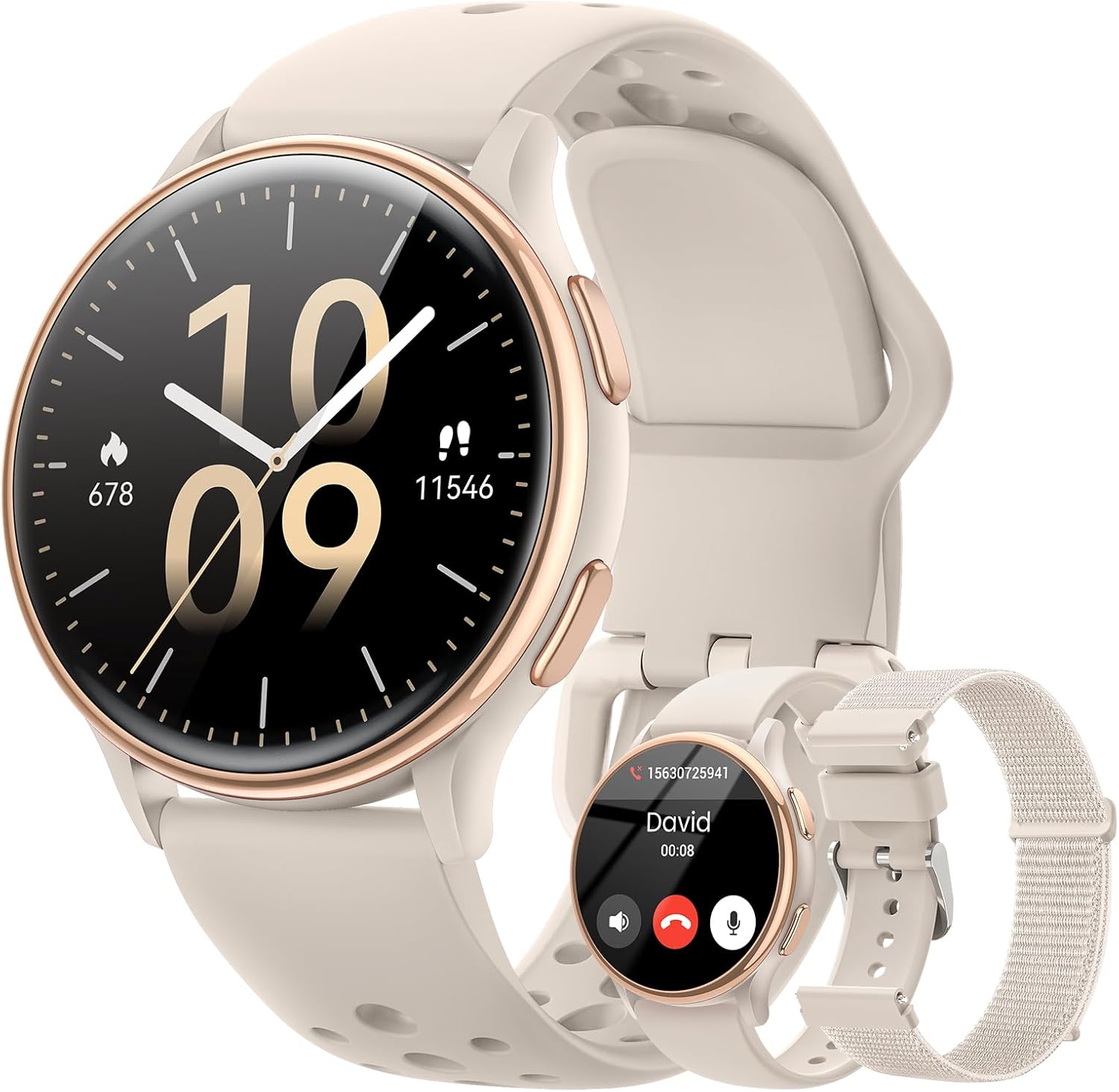 Smart Watches for Women(Answer/Make Calls), 1.27” AMOLED Screen Activity Trackers with Heart Rate/Sleep/SpO2 Monitor, Smartwatch for iPhone/Samsung/Android, 120+ Sport Modes IP68 Fitness Watch 3Bands