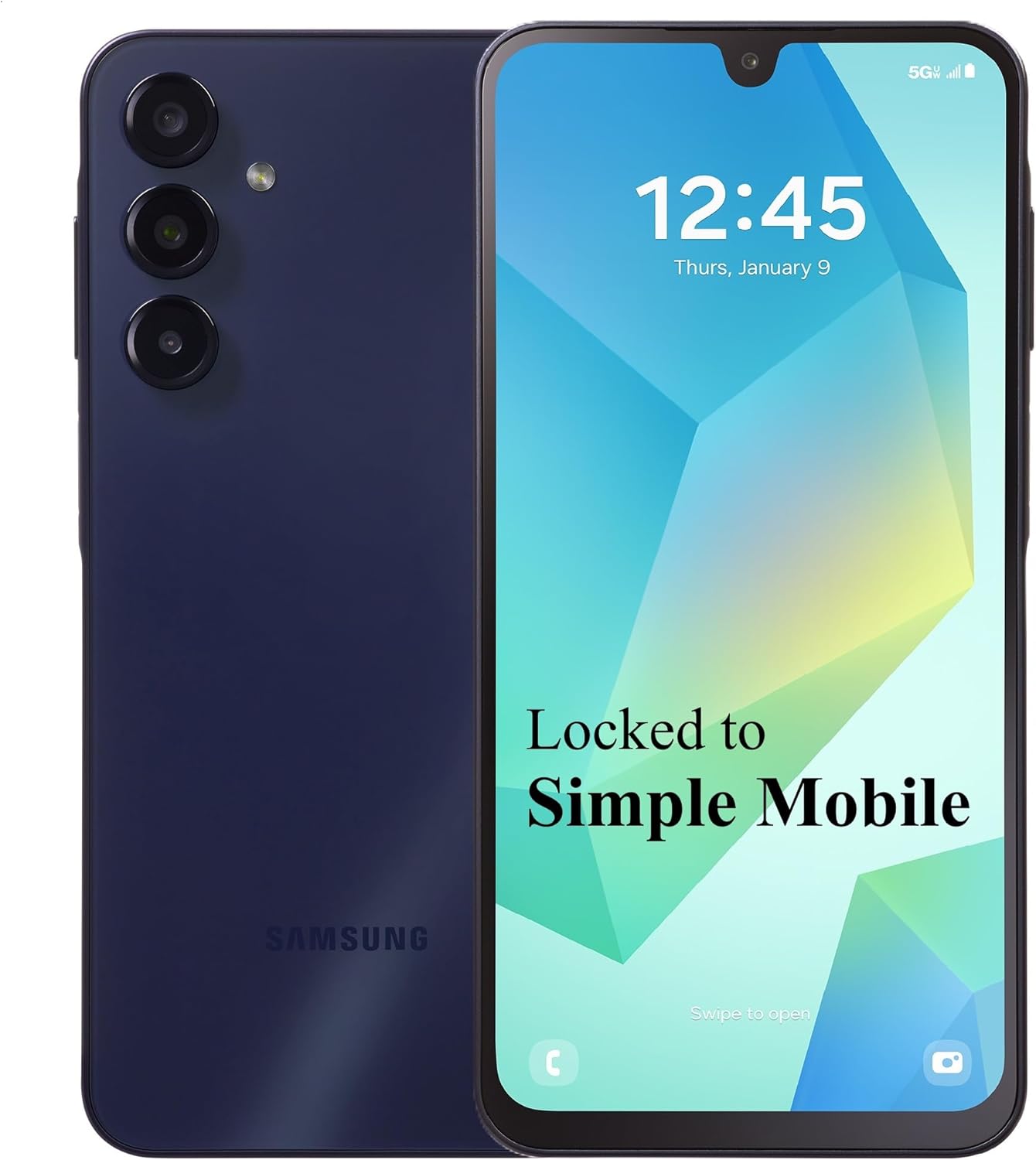 Simple Mobile, Samsung Galaxy A16 5G, 128GB, Prepaid Smartphone, Black, 50 MP Camera, Locked