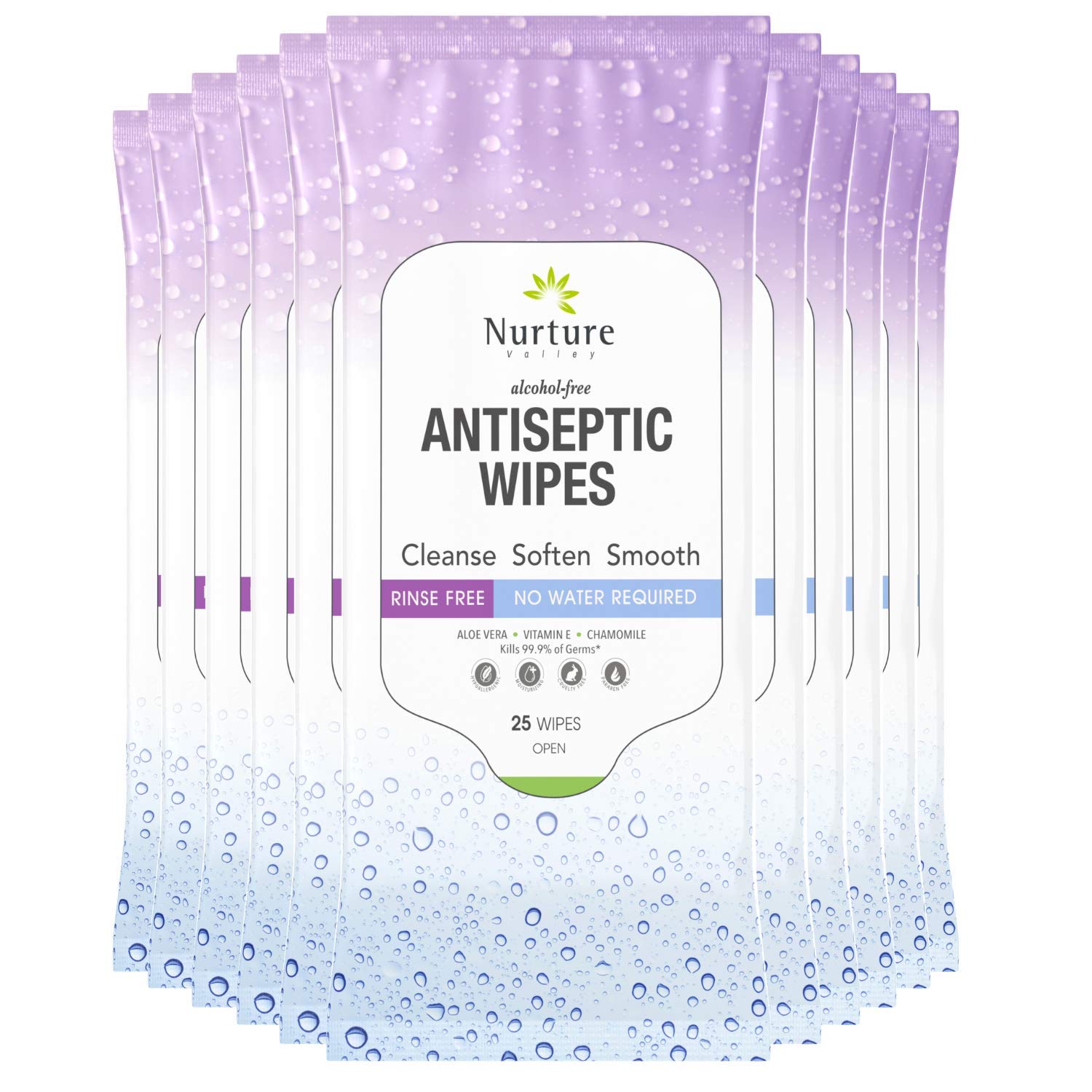 Nurture XL Antibacterial Body & Hand Sanitizing Wipes | Alcohol-Free Antiseptic Wet Towelettes for Germ Removal, Disinfecting Skin, Sanitizing Hands |Cleaning Cloths | Adults & Baby | Thick & Strong