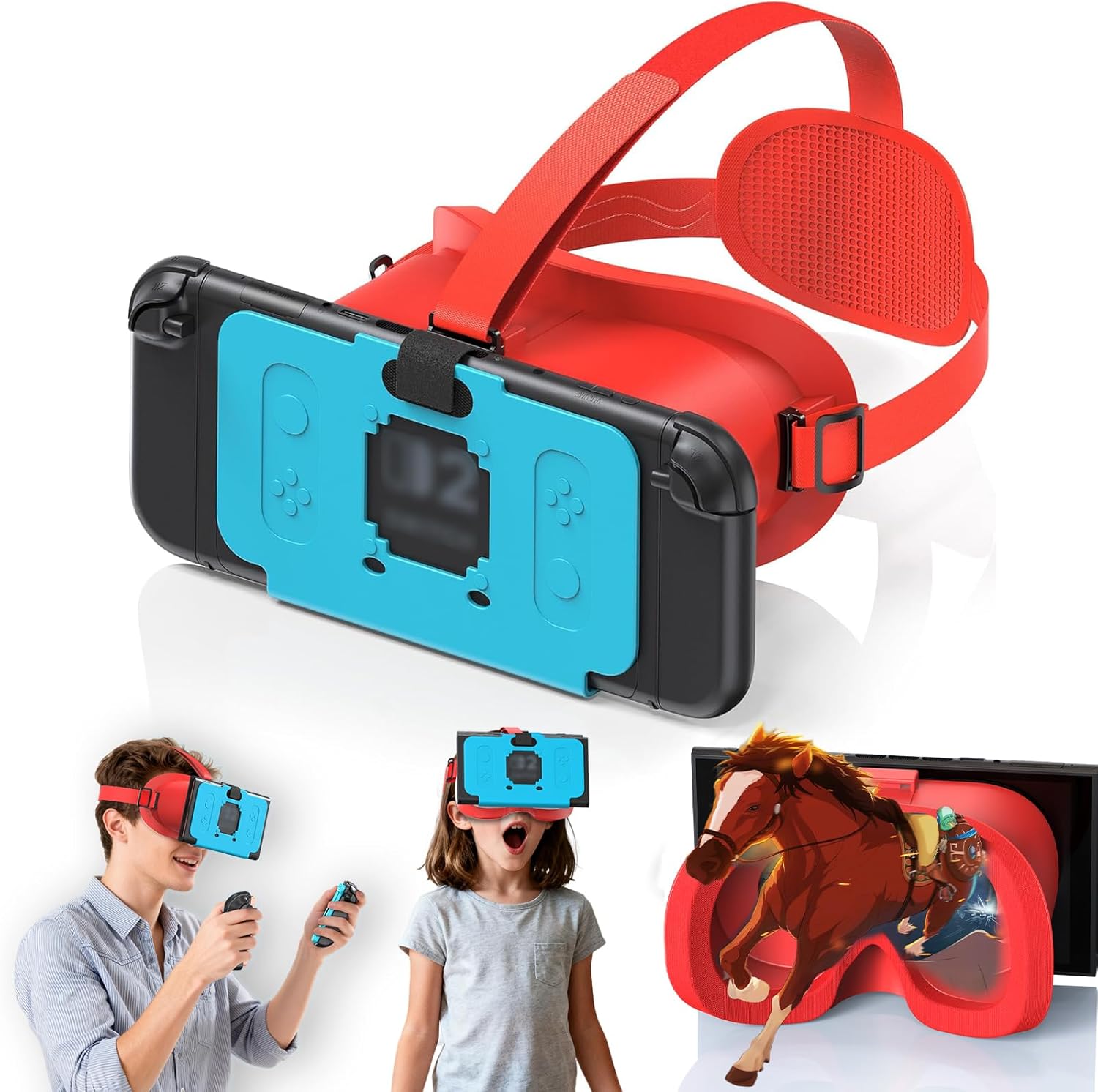 Upgraded VR Headset for Switch 2 (2025), Switch 2 VR Virtual Boy Glasses with Adjustable HD Lenses and Comfortable Head Straps with Widen Padded, Labo VR Kit 3D Goggles for Switch 2 Accessories, Orange & Blue